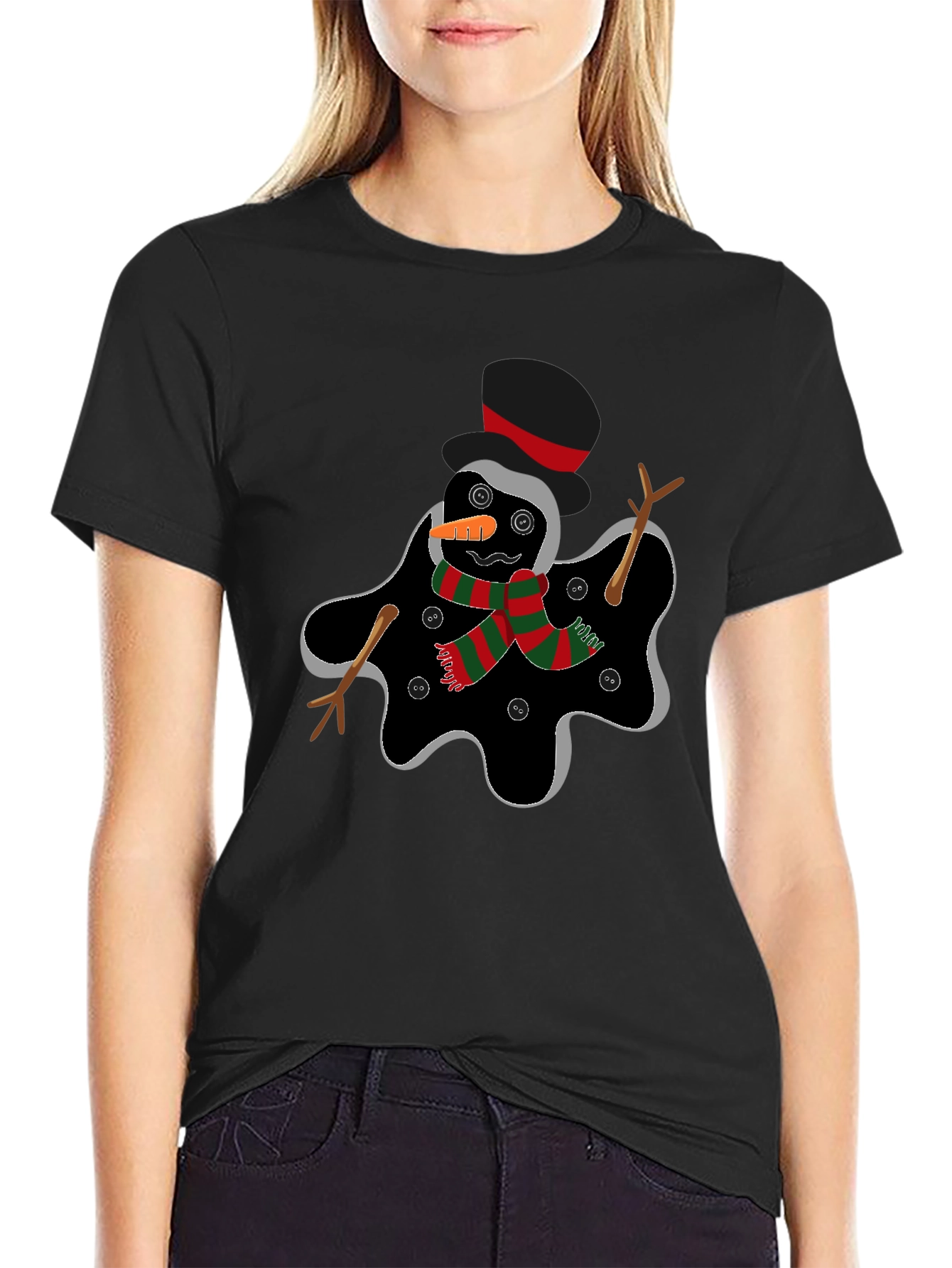 Melting Snowman Graphic Tee - Funny Holiday Shirt