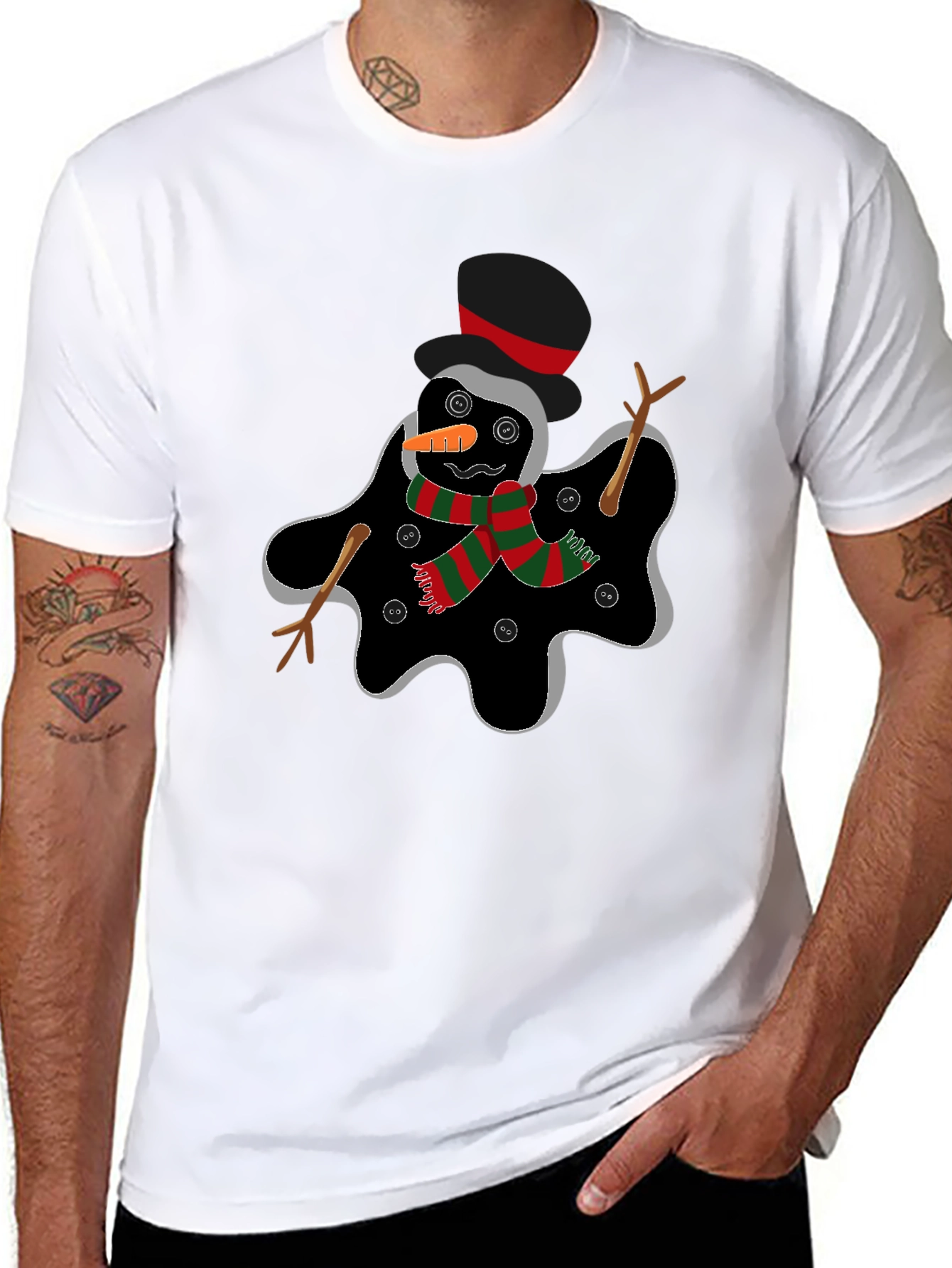 Melting Snowman Graphic Tee - Funny Holiday Shirt