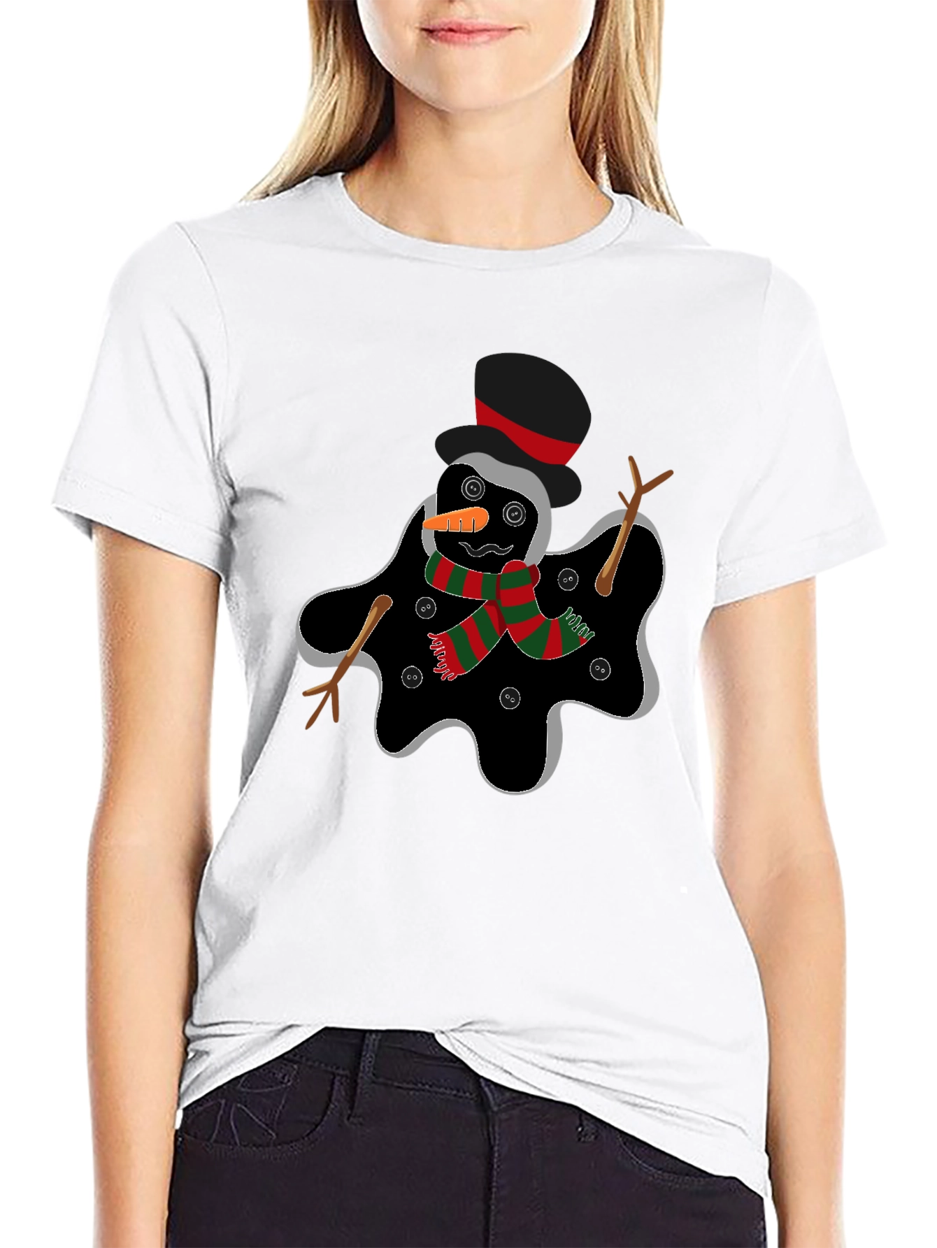Melting Snowman Graphic Tee - Funny Holiday Shirt