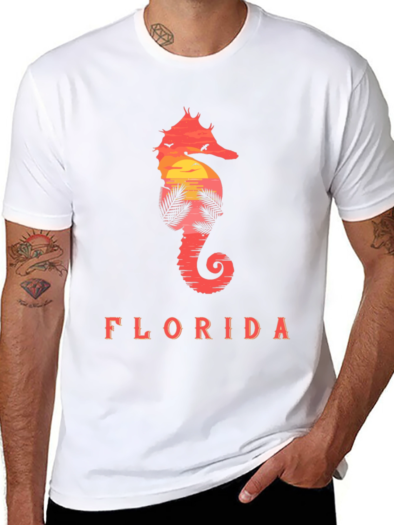 Florida Seahorse Sunset Graphic Tee