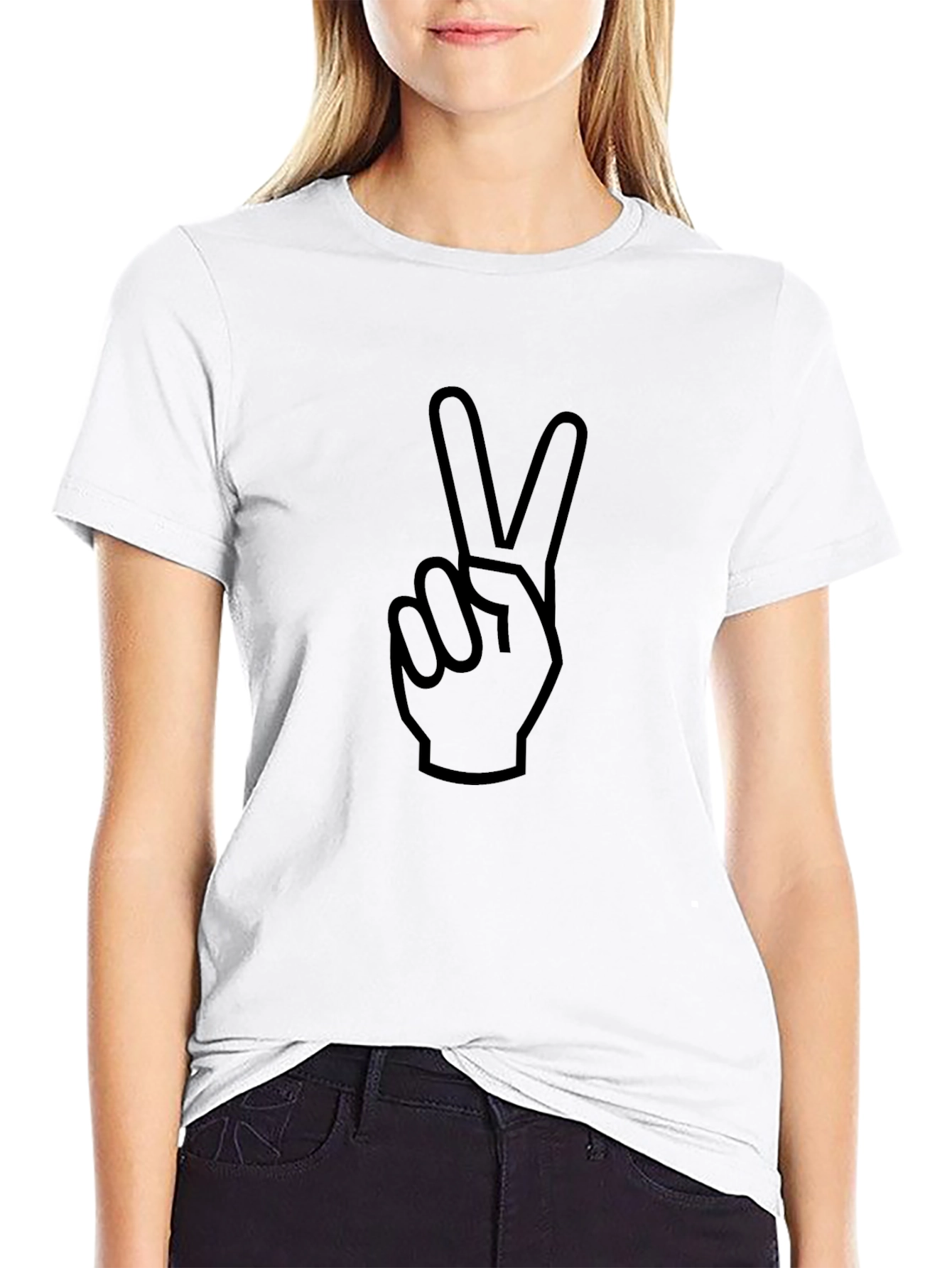 Peace Sign Graphic Tee - Black Cotton T-Shirt
