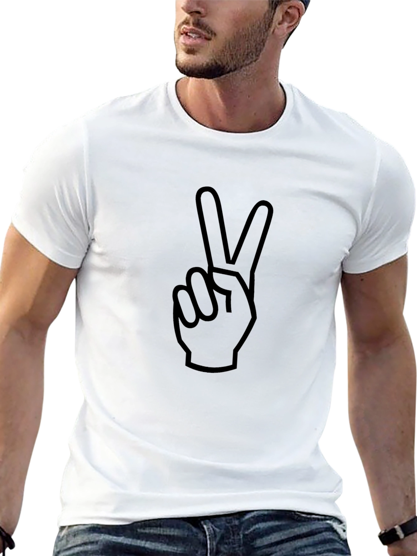 Peace Sign Graphic Tee - Black Cotton T-Shirt