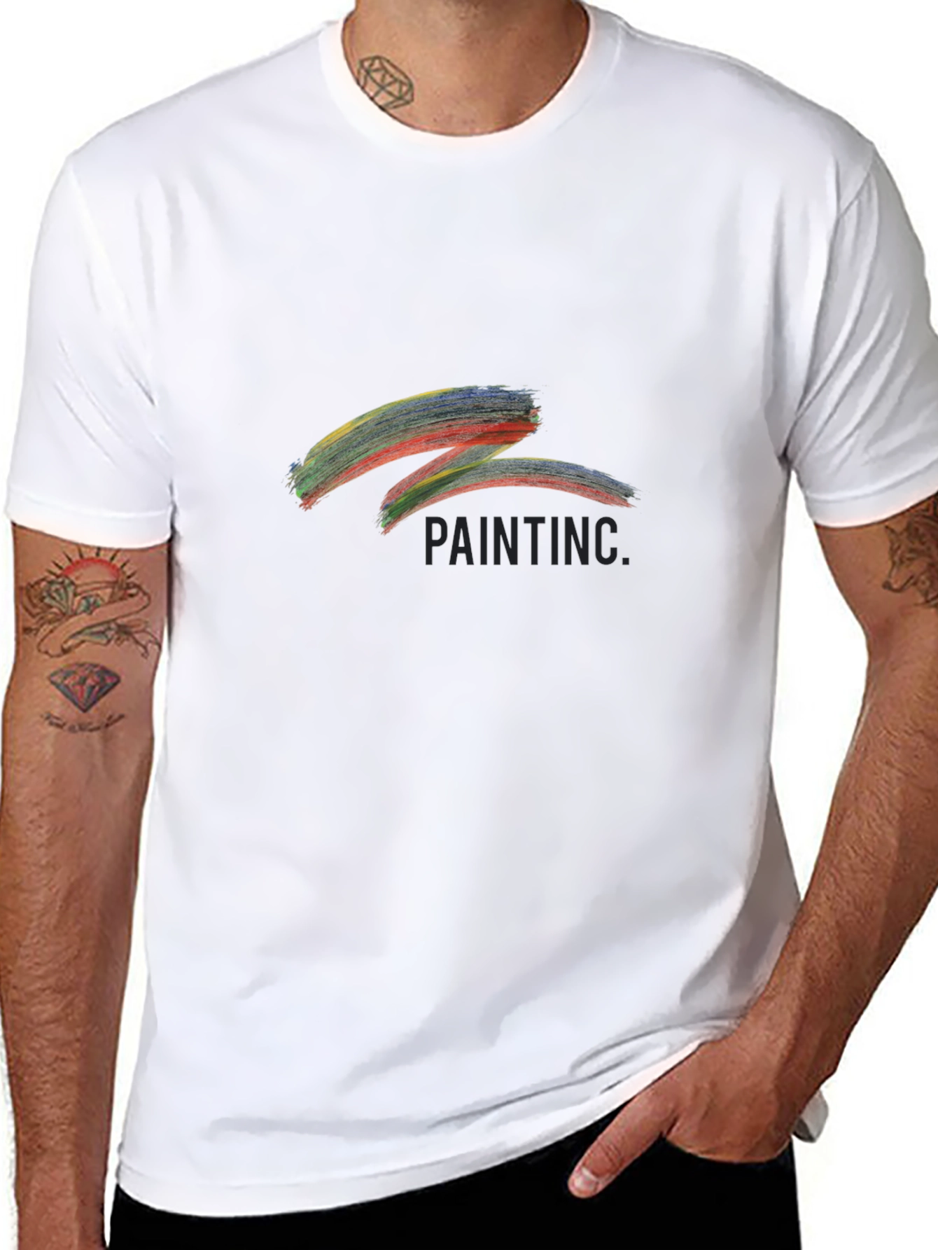 Abstract Paint Stroke Graphic Black T-Shirt