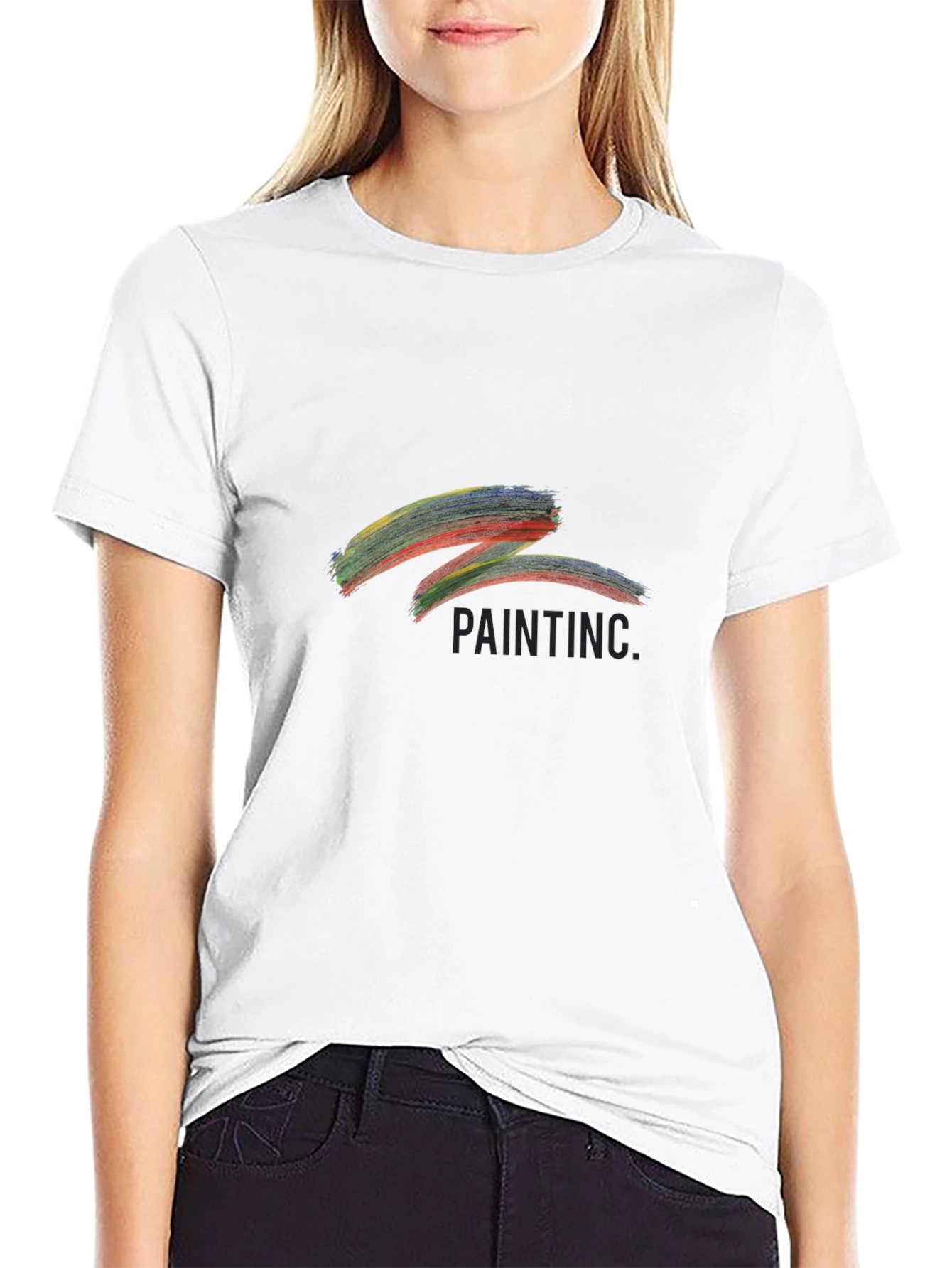 Abstract Paint Stroke Graphic Black T-Shirt
