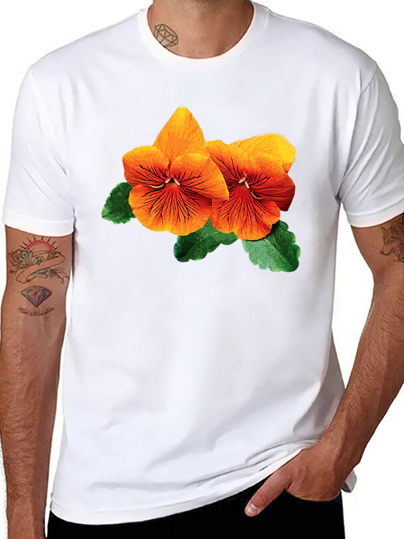 Floral Pansy T-Shirt - Stylish Black Cotton Tee