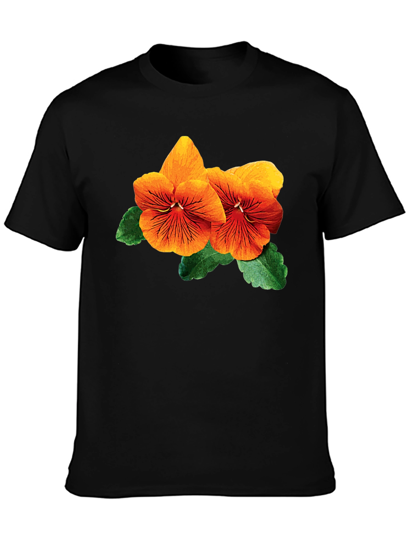 Floral Pansy T-Shirt - Stylish Black Cotton Tee