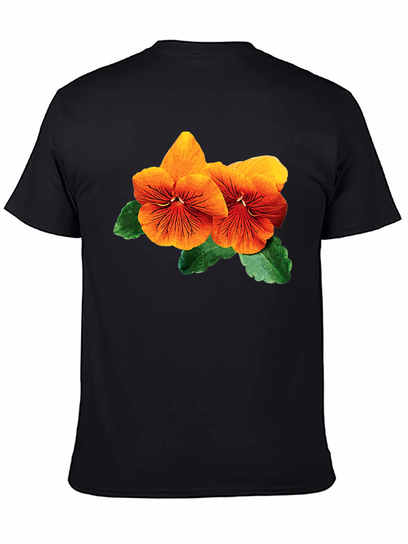 Floral Pansy T-Shirt - Stylish Black Cotton Tee