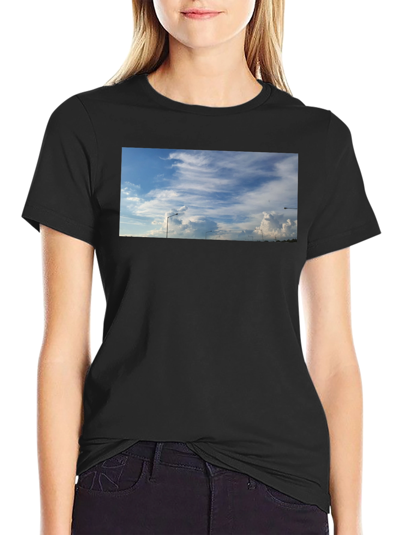 Skyline Graphic Tee - Black Cotton Blend