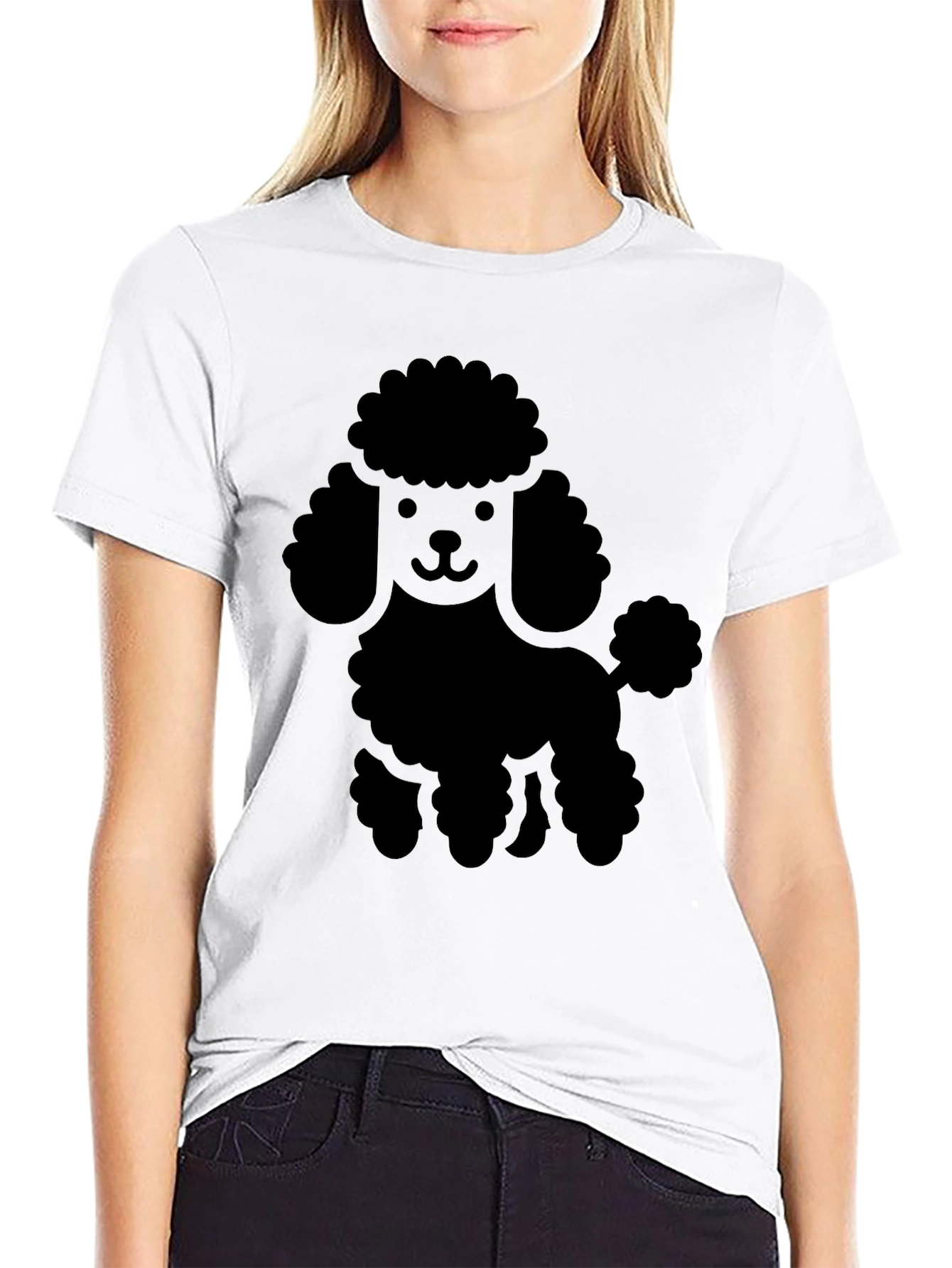 Poodle Graphic Tee - Black Cotton Blend Casual Wear