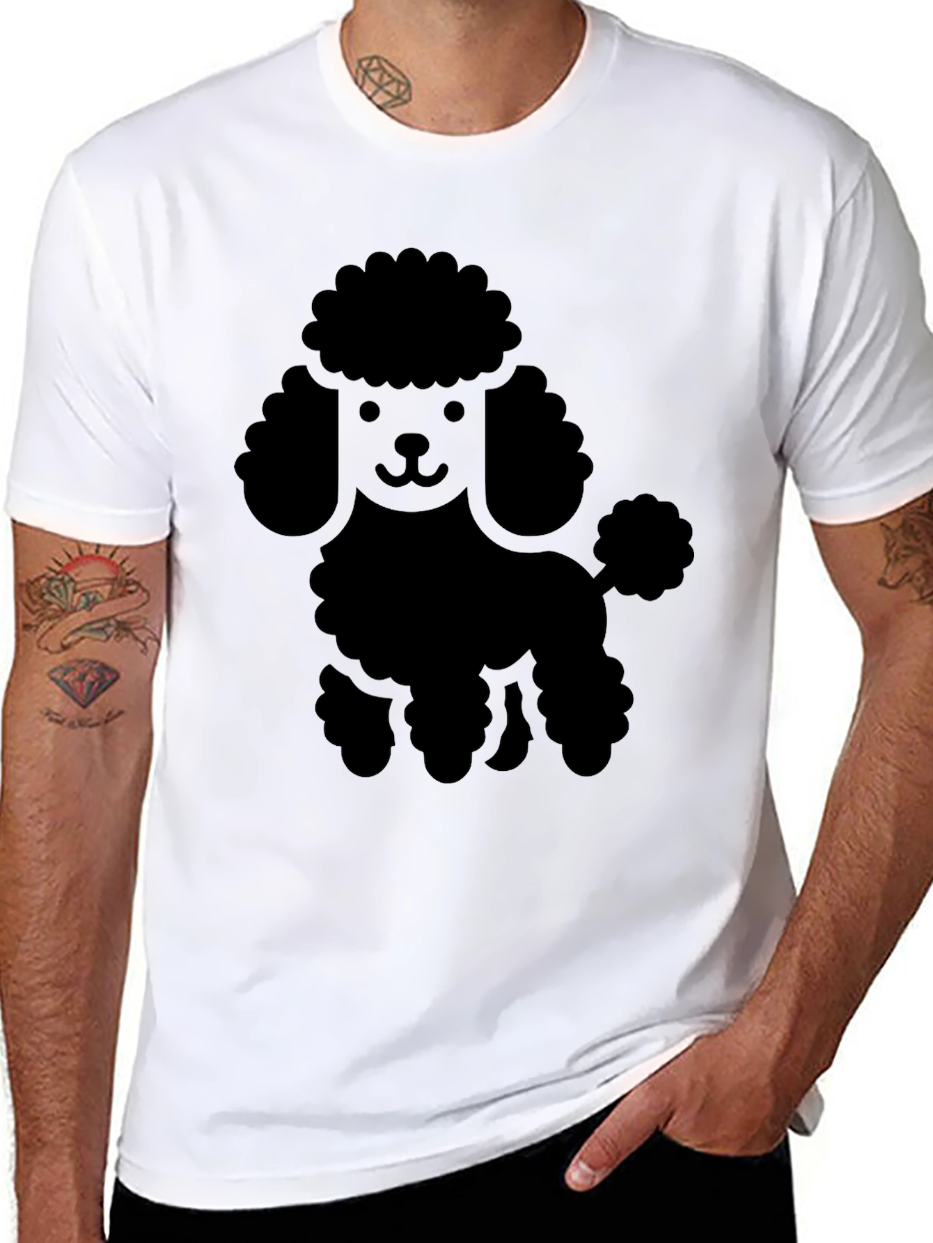 Poodle Graphic Tee - Black Cotton Blend Casual Wear