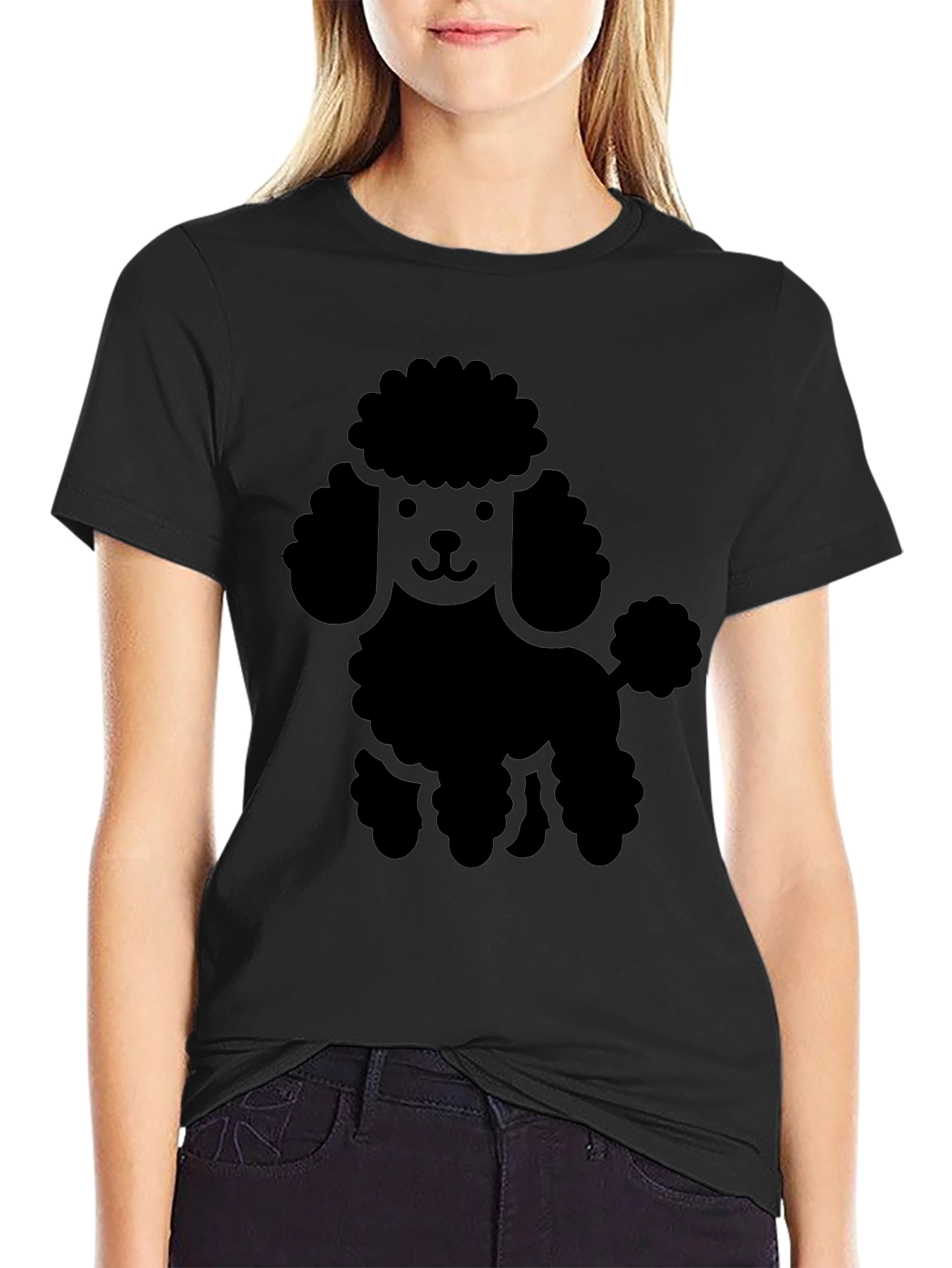 Poodle Graphic Tee - Black Cotton Blend Casual Wear