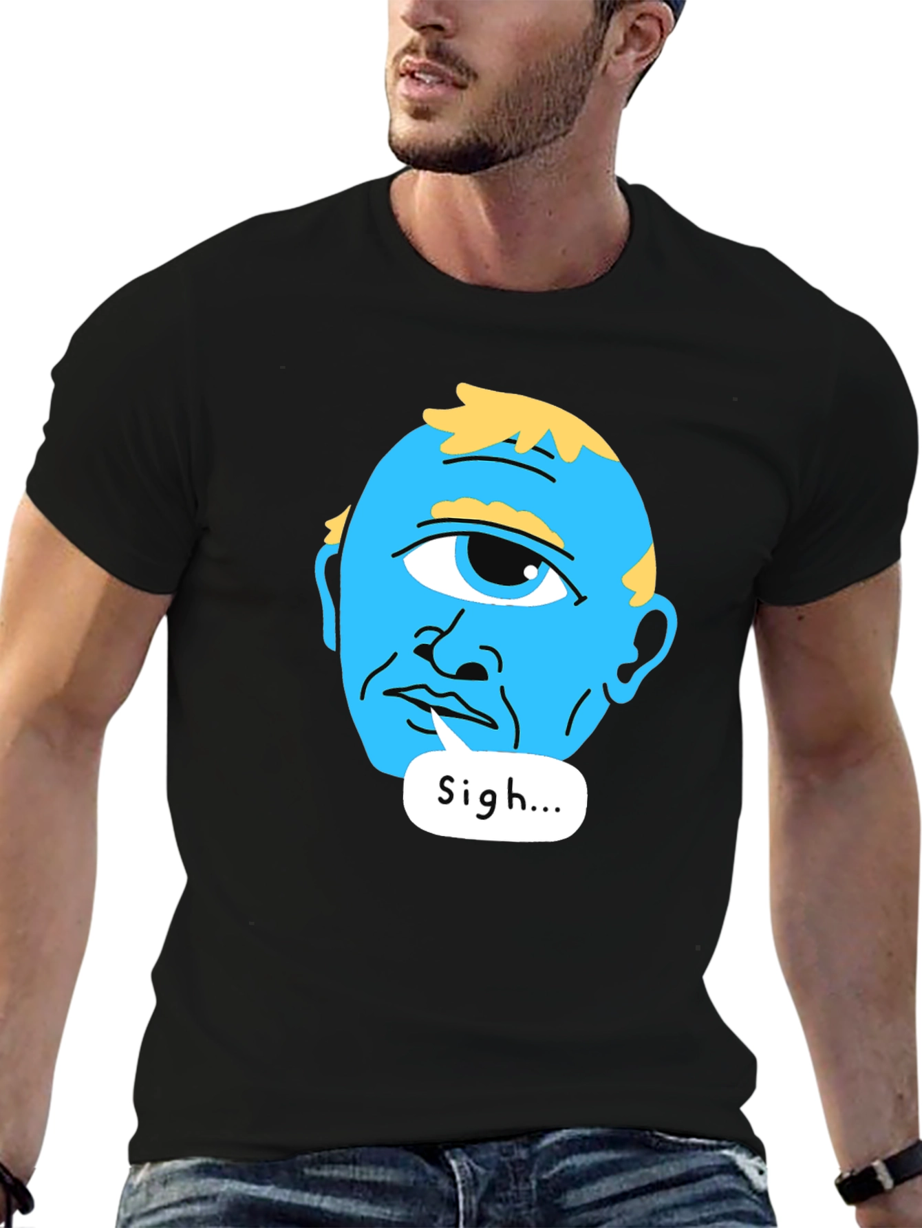 Sigh Alien Graphic T-Shirt Black Tee