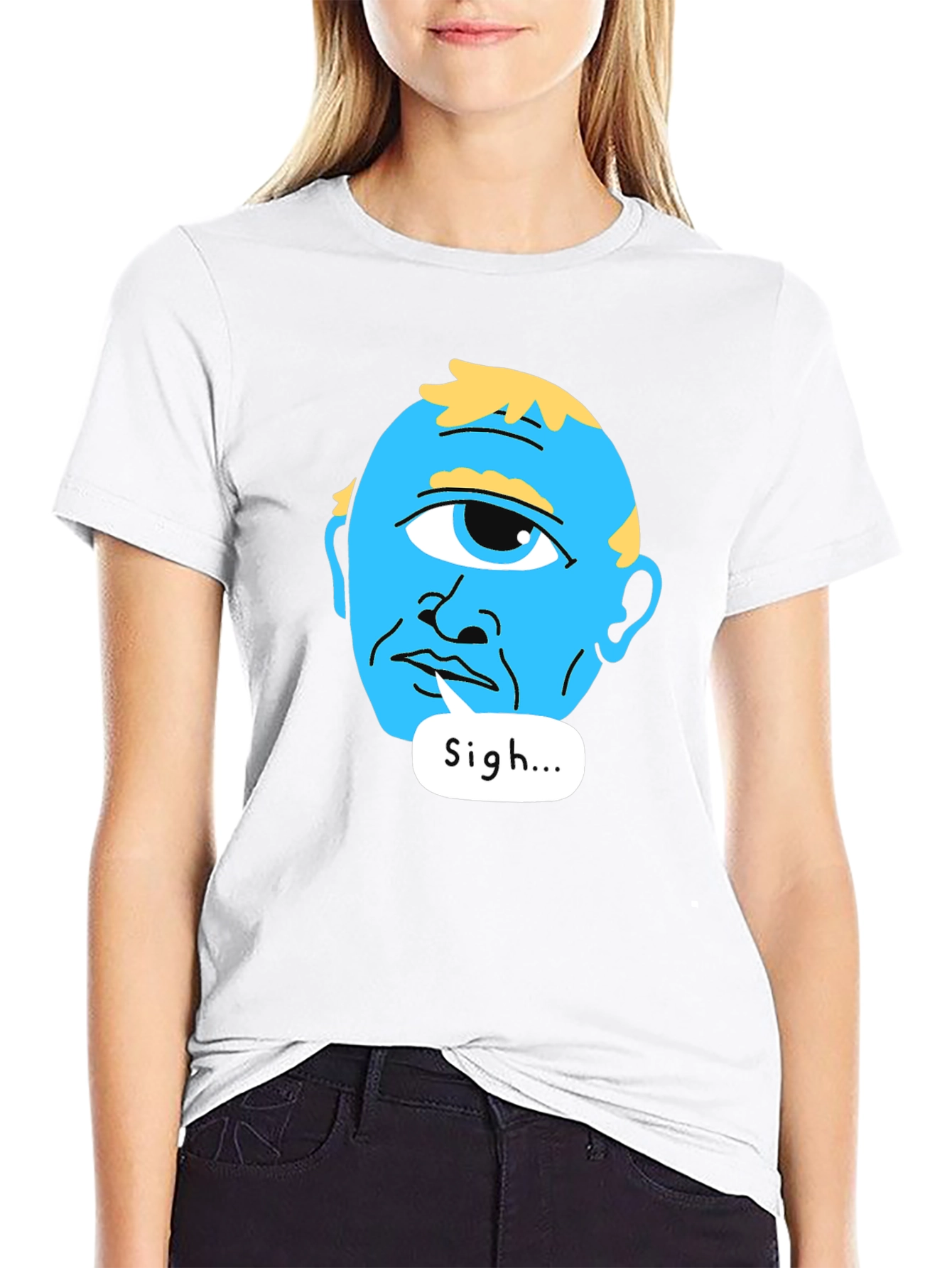 Sigh Alien Graphic T-Shirt Black Tee