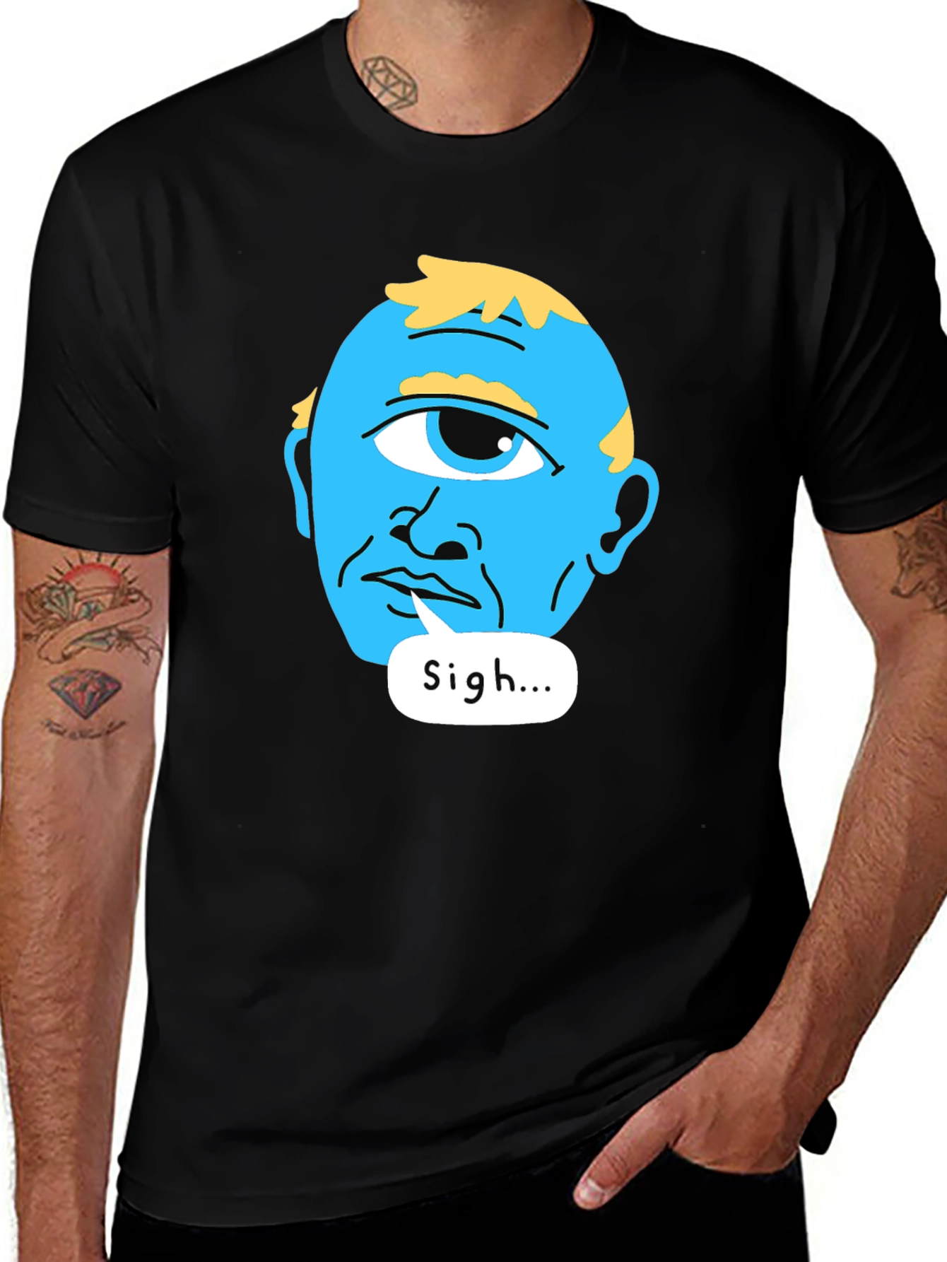 Sigh Alien Graphic T-Shirt Black Tee