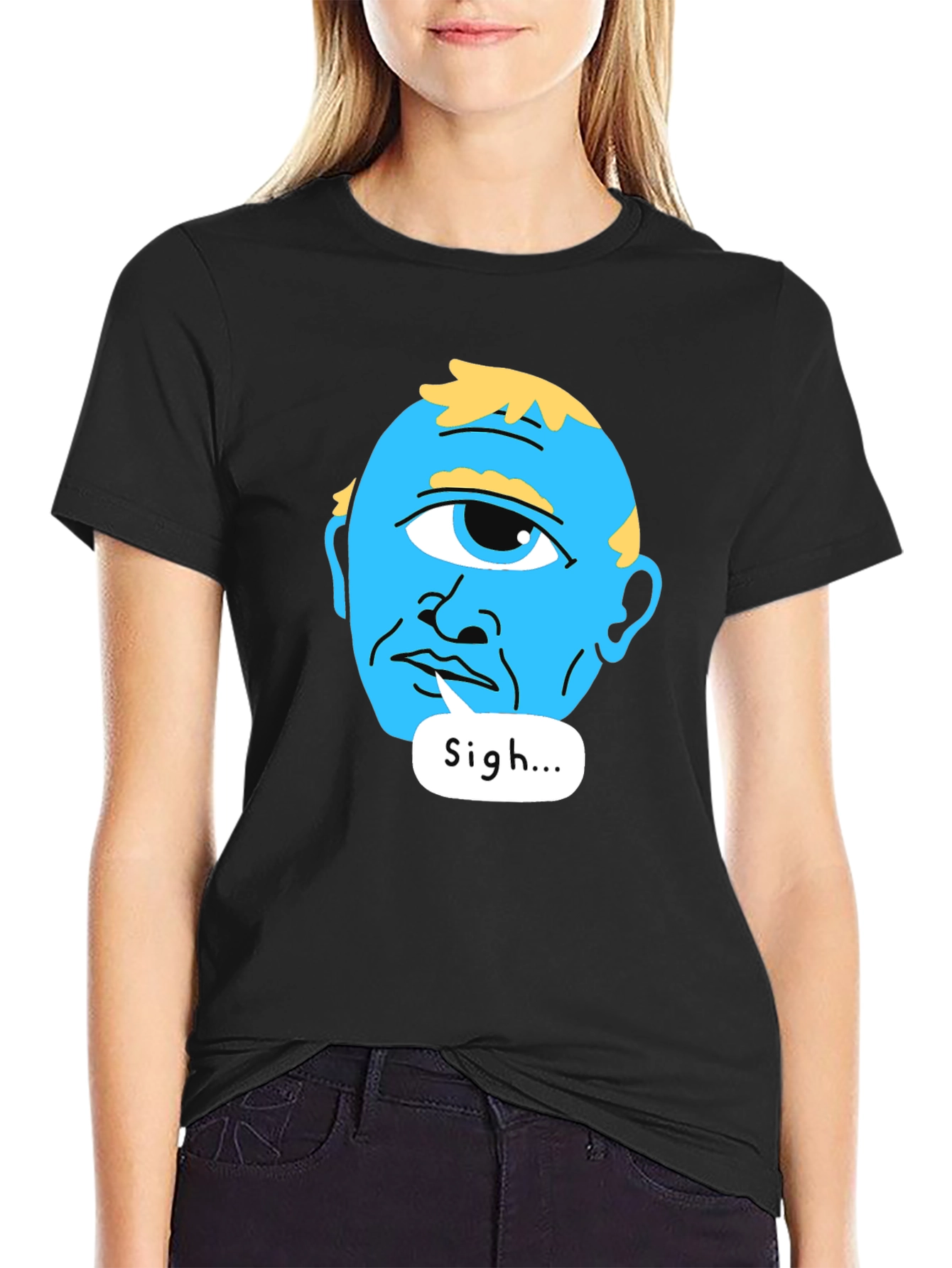 Sigh Alien Graphic T-Shirt Black Tee