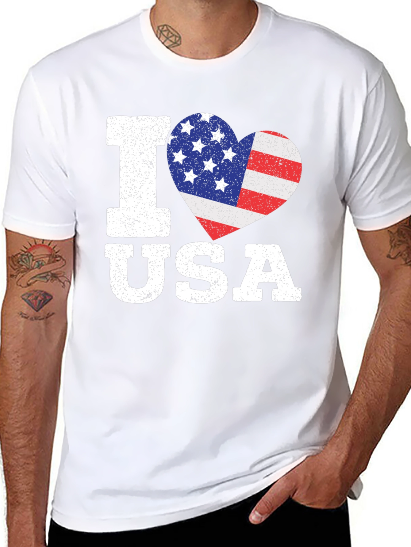 I Love USA Patriotic Heart T-Shirt