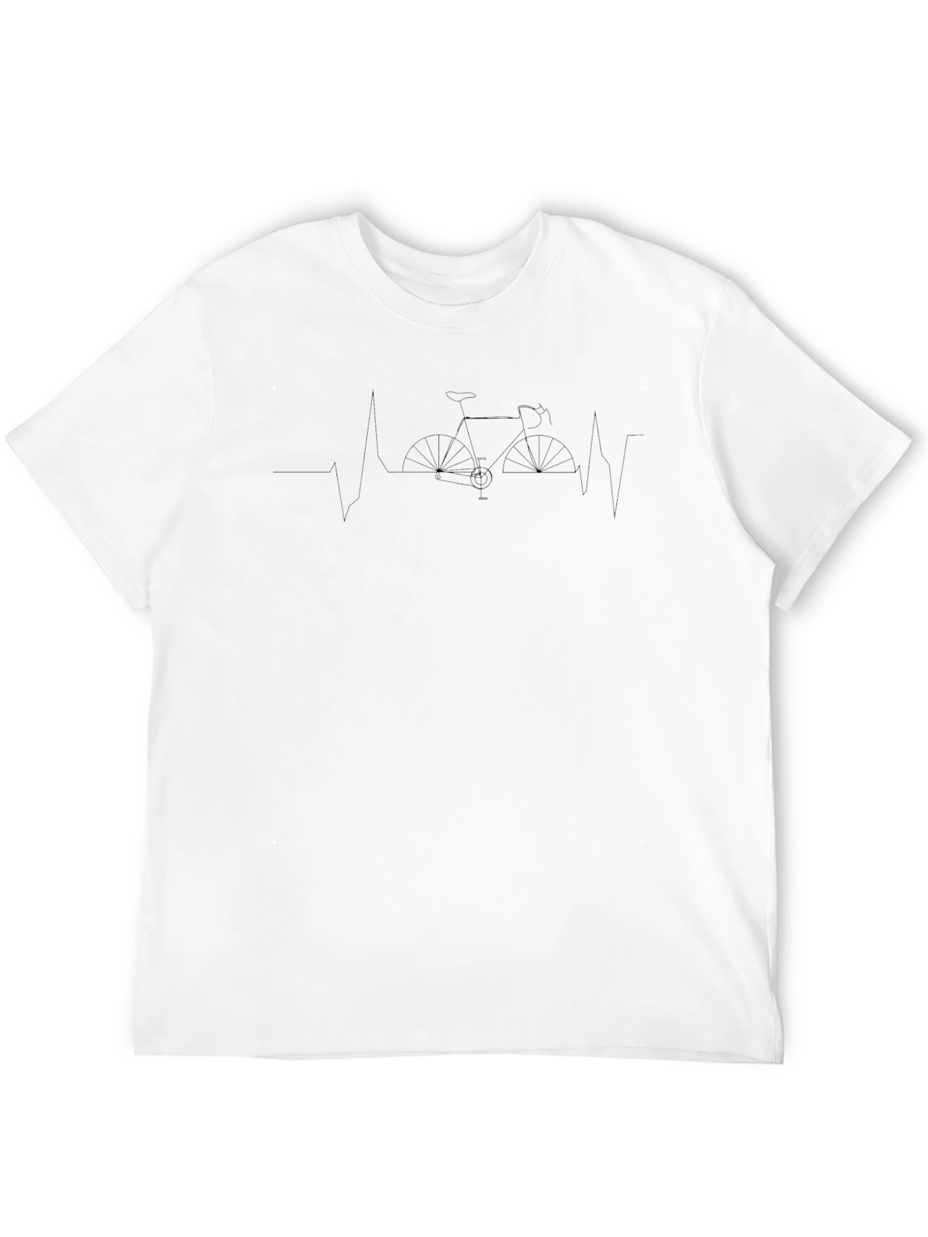 Mens Black Bicycle Heartbeat Graphic Tee
