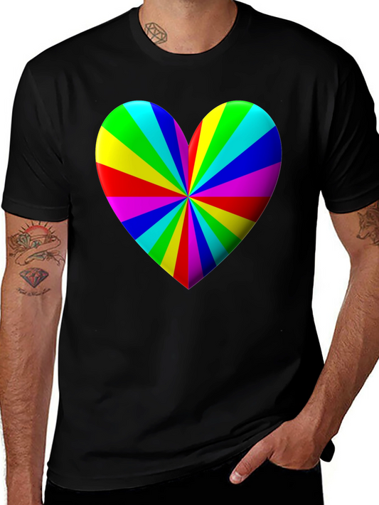 Rainbow Heart Graphic Black T-Shirt