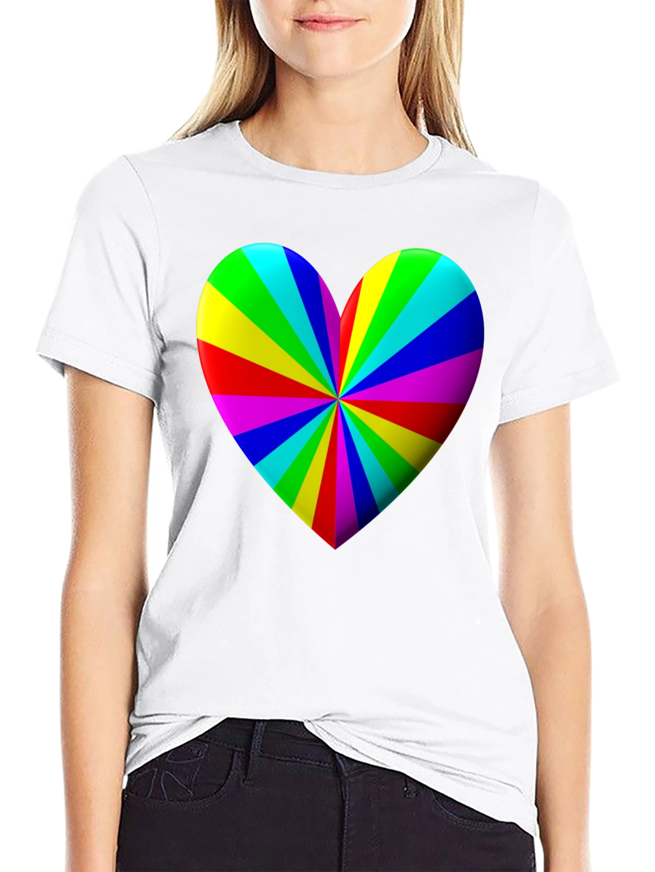 Rainbow Heart Graphic Black T-Shirt