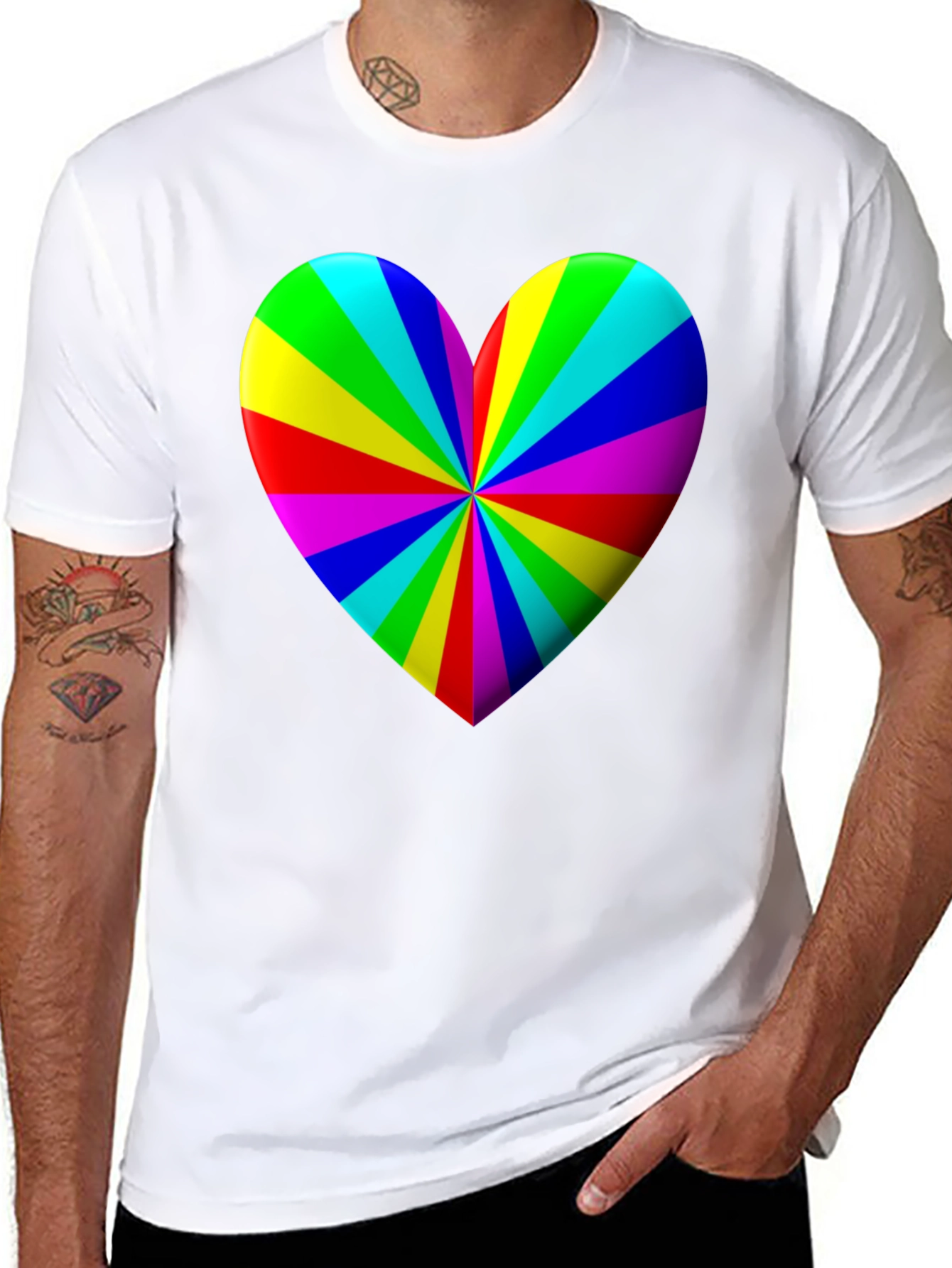 Rainbow Heart Graphic Black T-Shirt