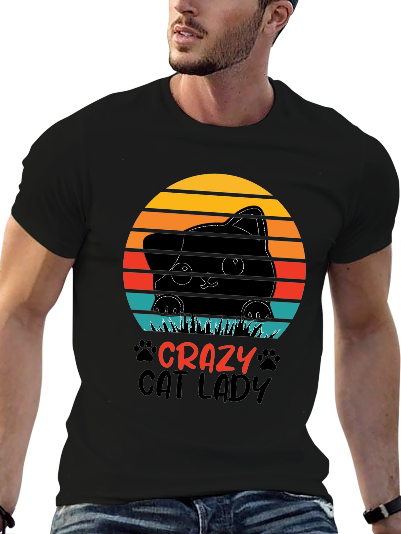 Crazy Cat Lady Graphic Tee - Black