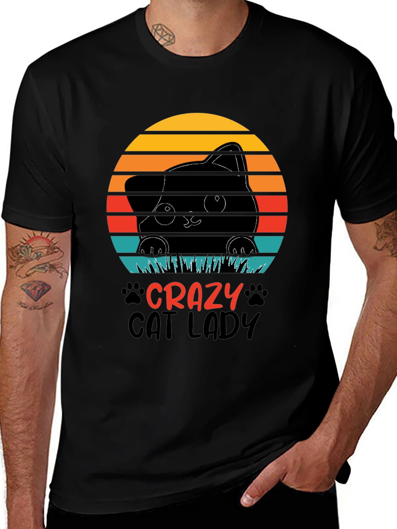 Crazy Cat Lady Graphic Tee - Black