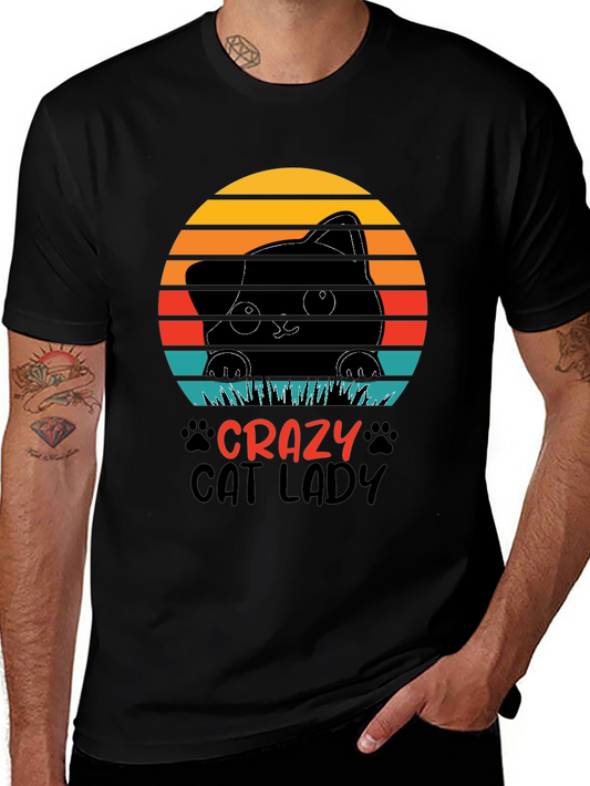 Crazy Cat Lady Graphic Tee - Black