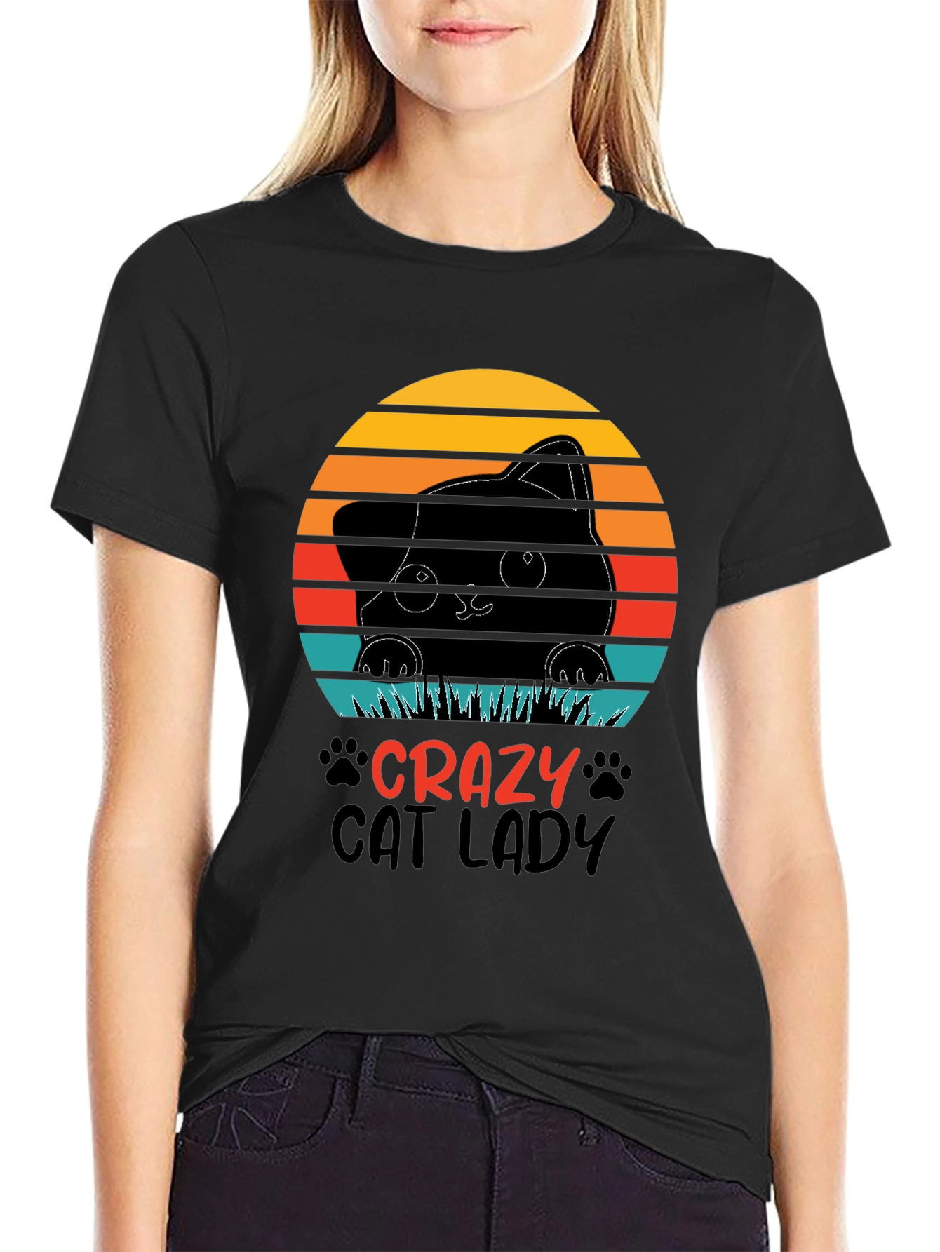 Crazy Cat Lady Graphic Tee - Black