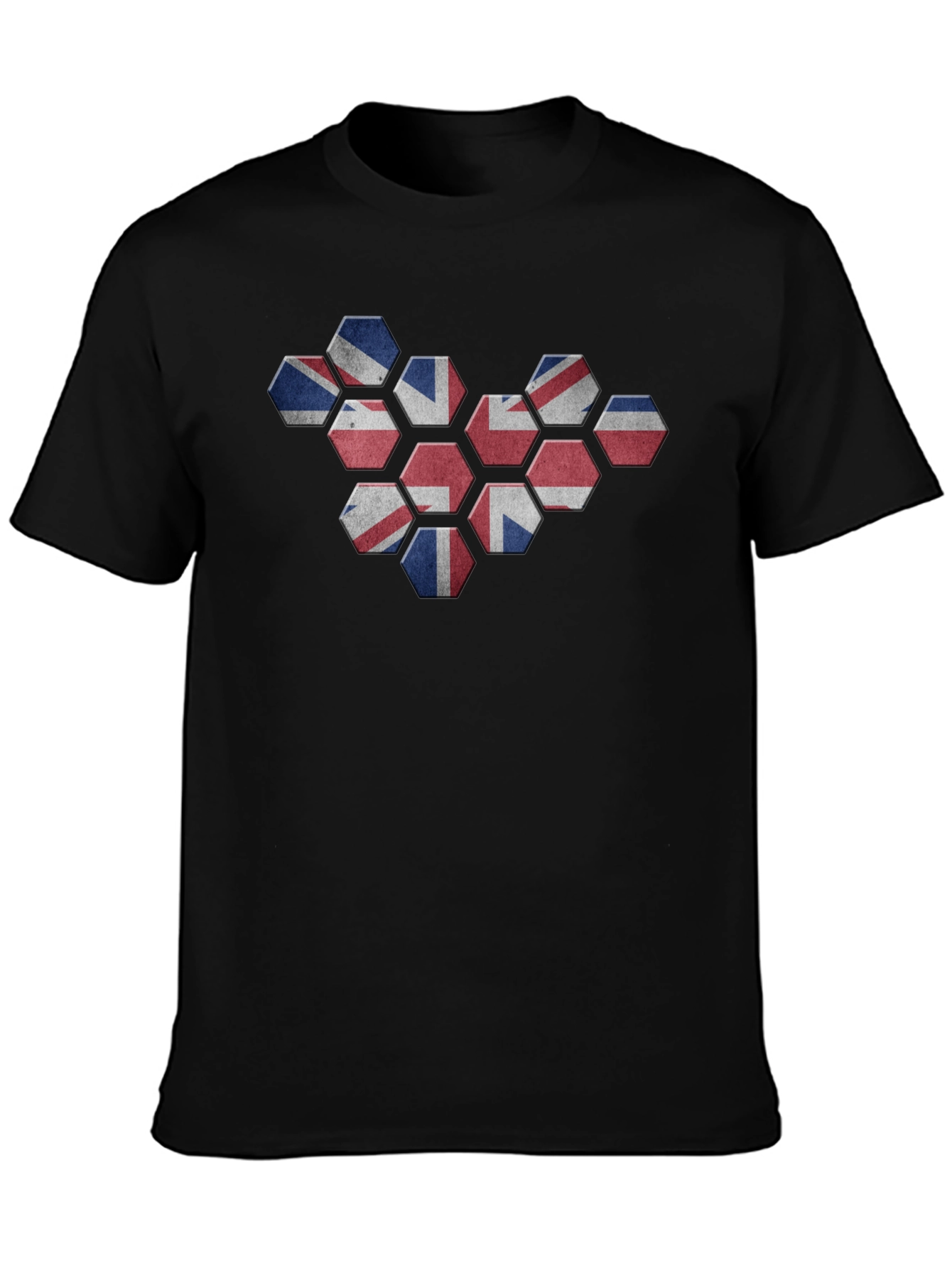 Union Jack Honeycomb Graphic Tee - Black Cotton Blend