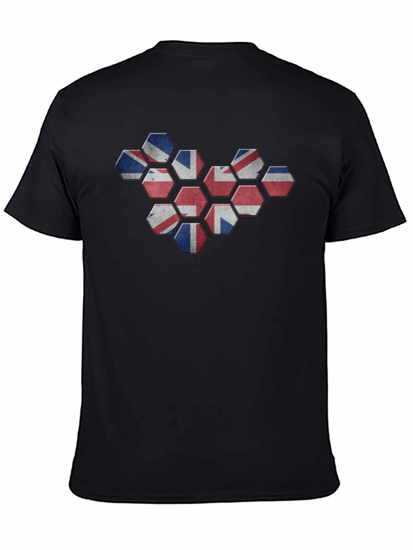 Union Jack Honeycomb Graphic Tee - Black Cotton Blend