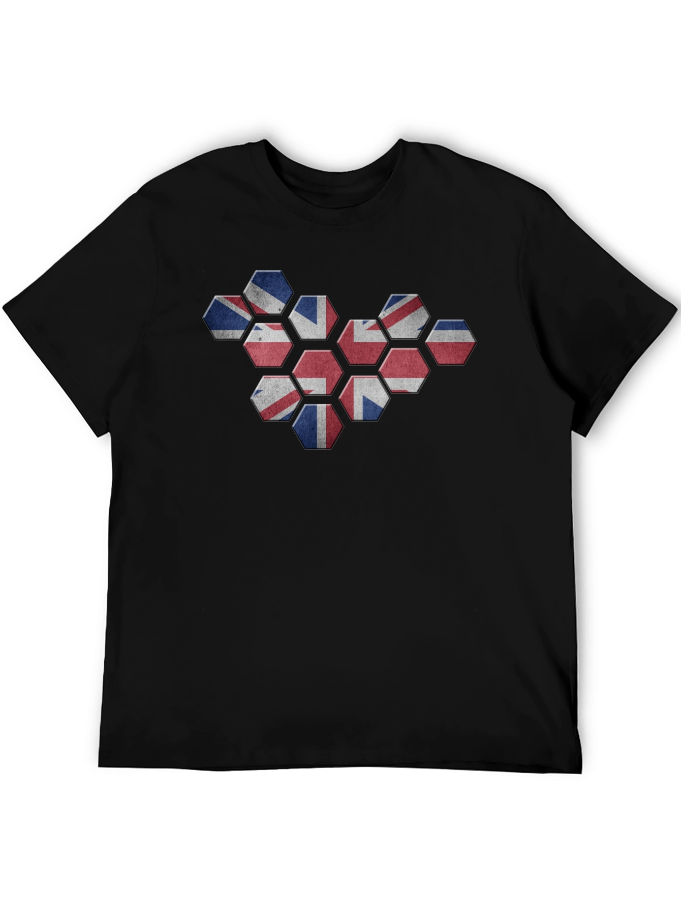 Union Jack Honeycomb Graphic Tee - Black Cotton Blend