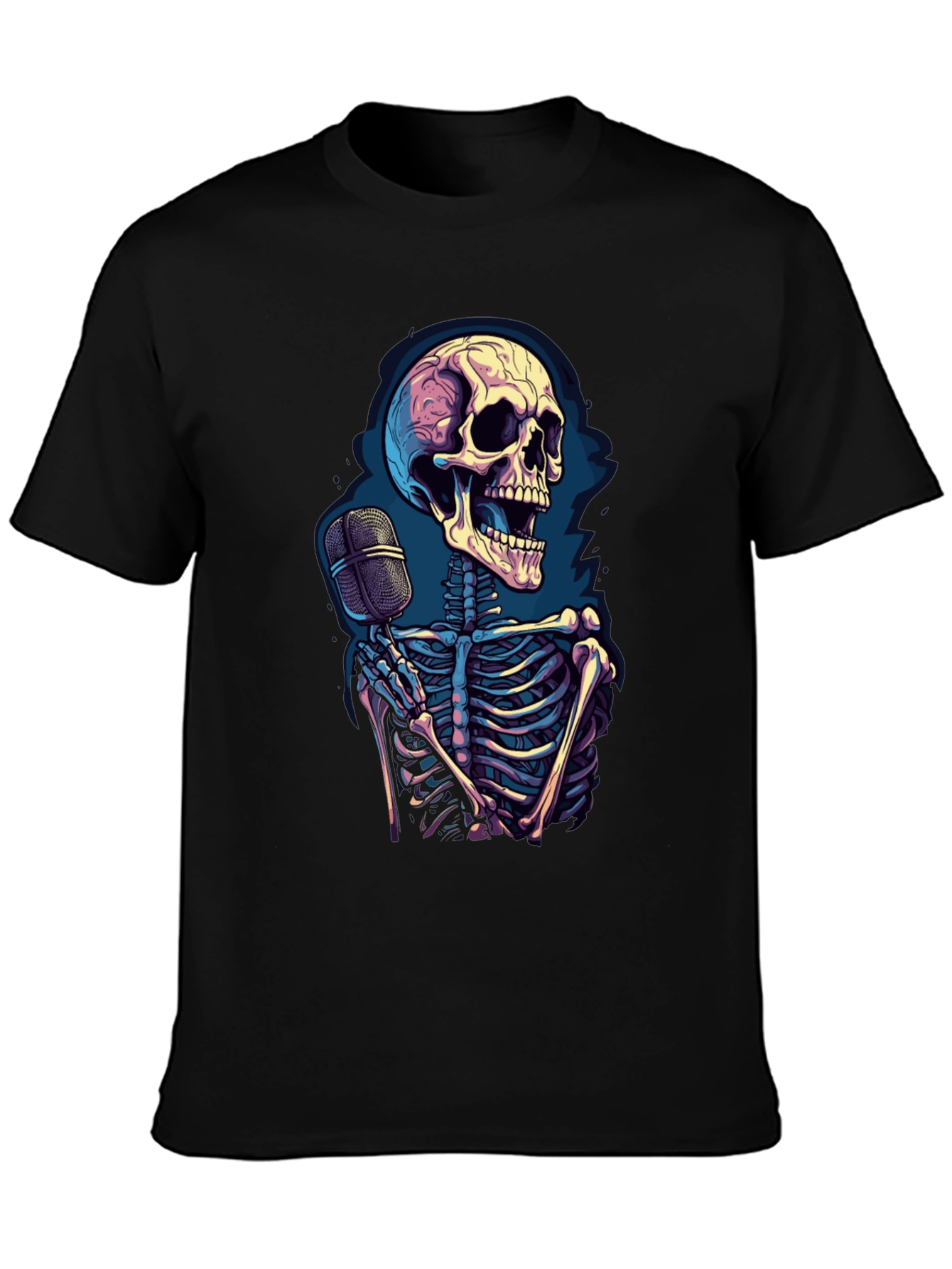 Skeleton Singer Graphic Tee - Black