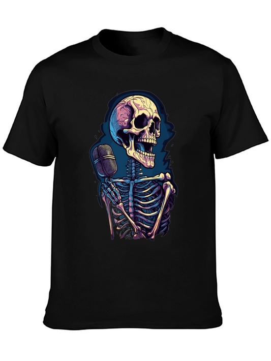 Skeleton Singer Graphic Tee - Black
