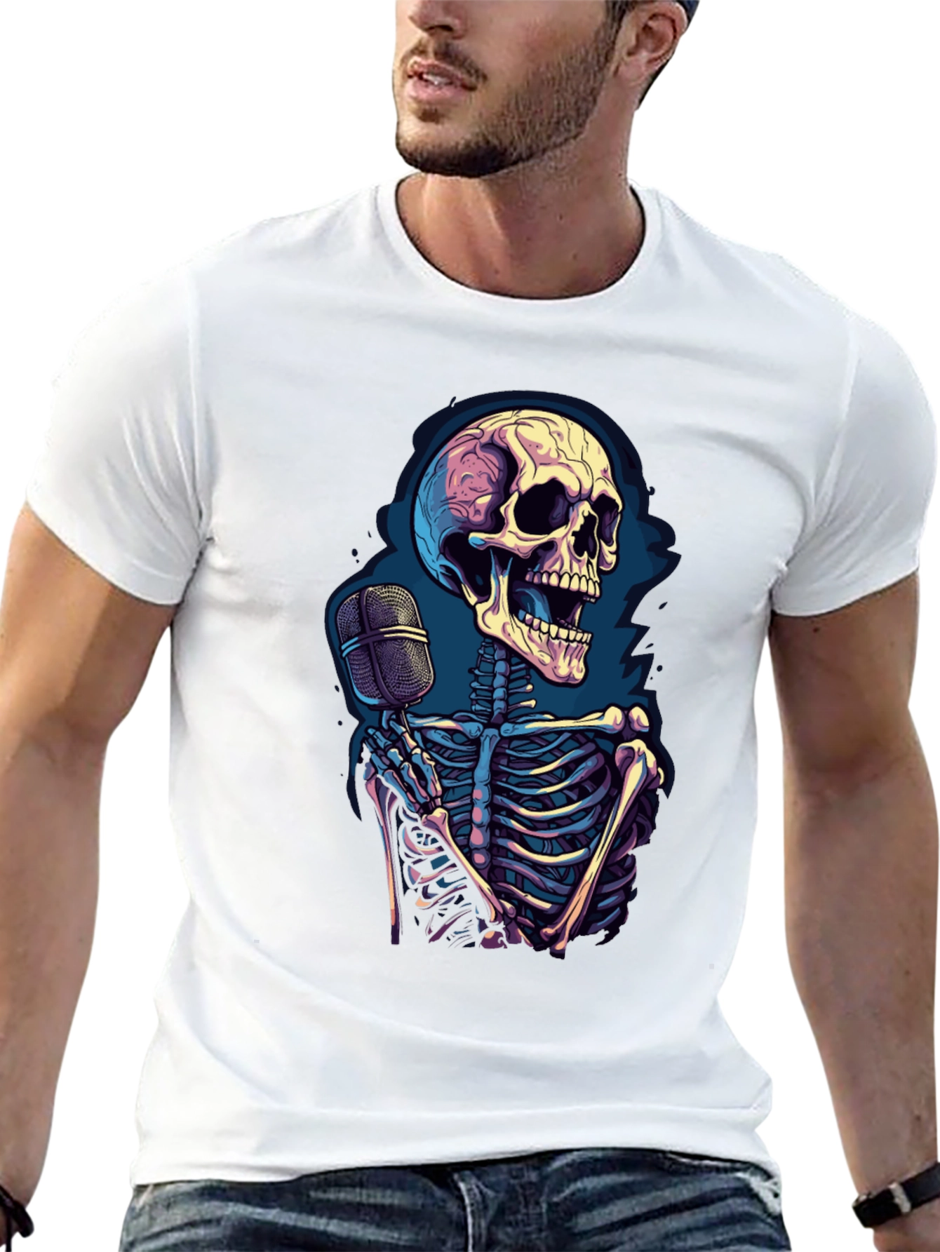 Skeleton Singer Graphic Tee - Black