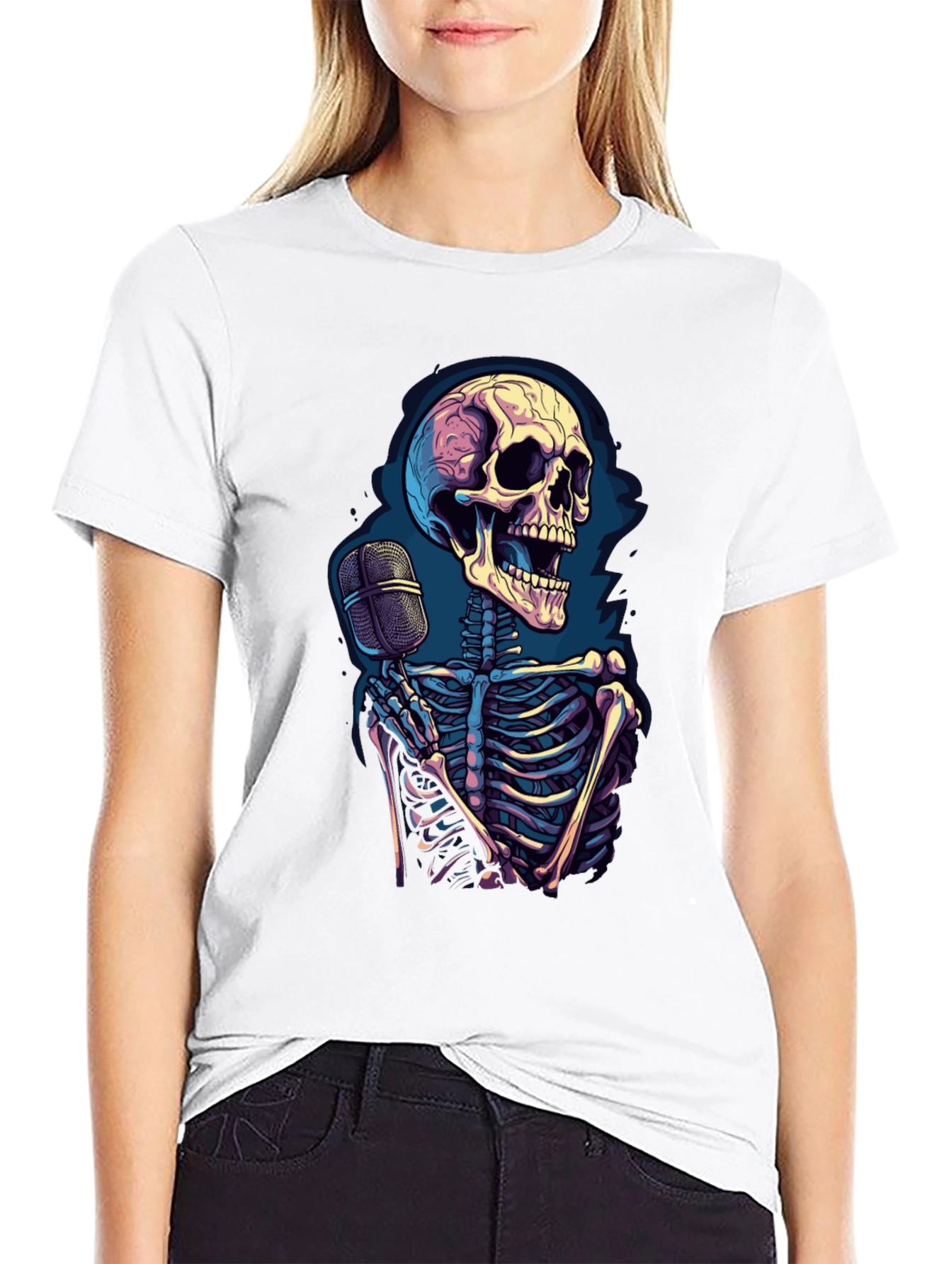 Skeleton Singer Graphic Tee - Black