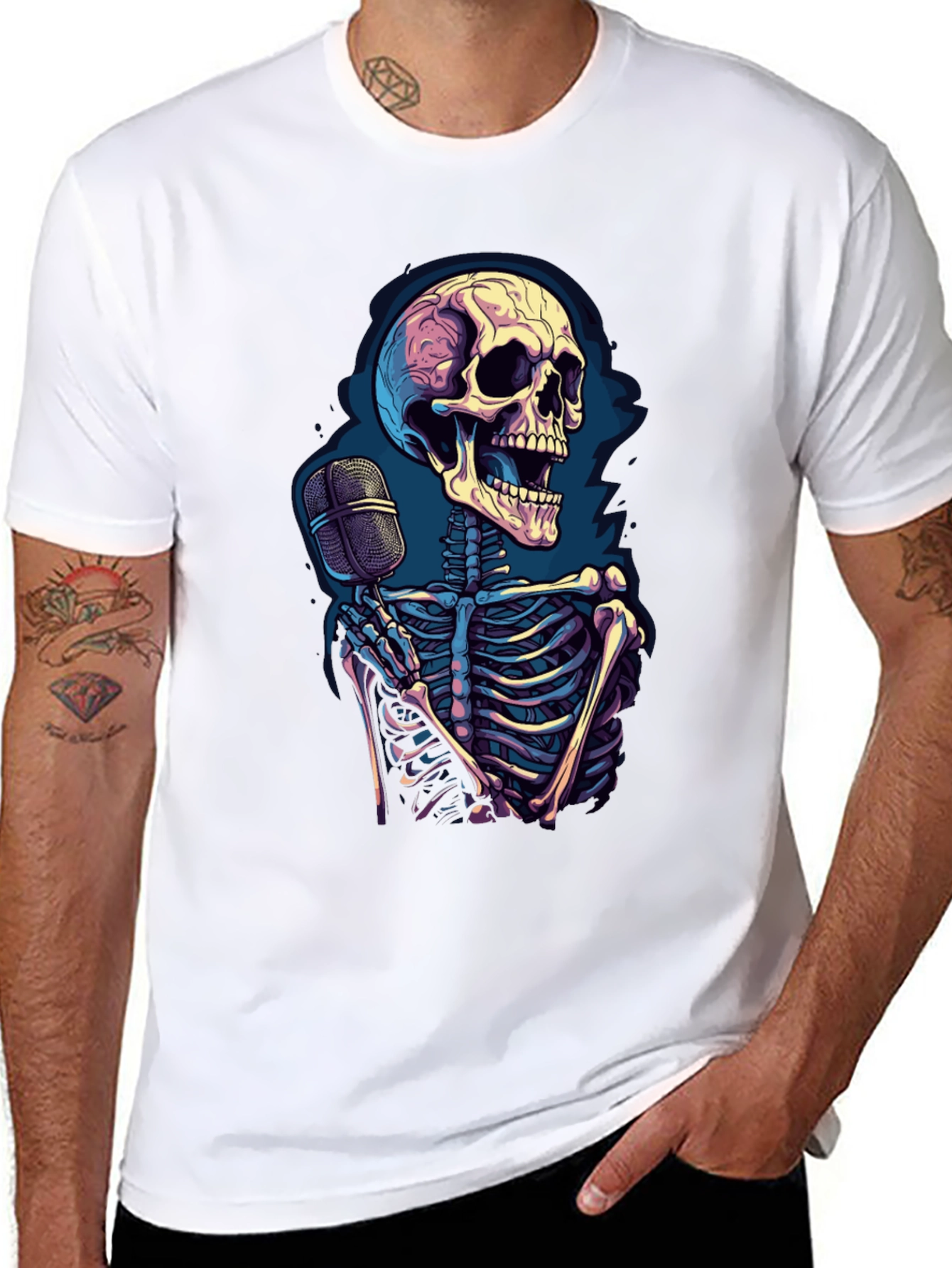 Skeleton Singer Graphic Tee - Black