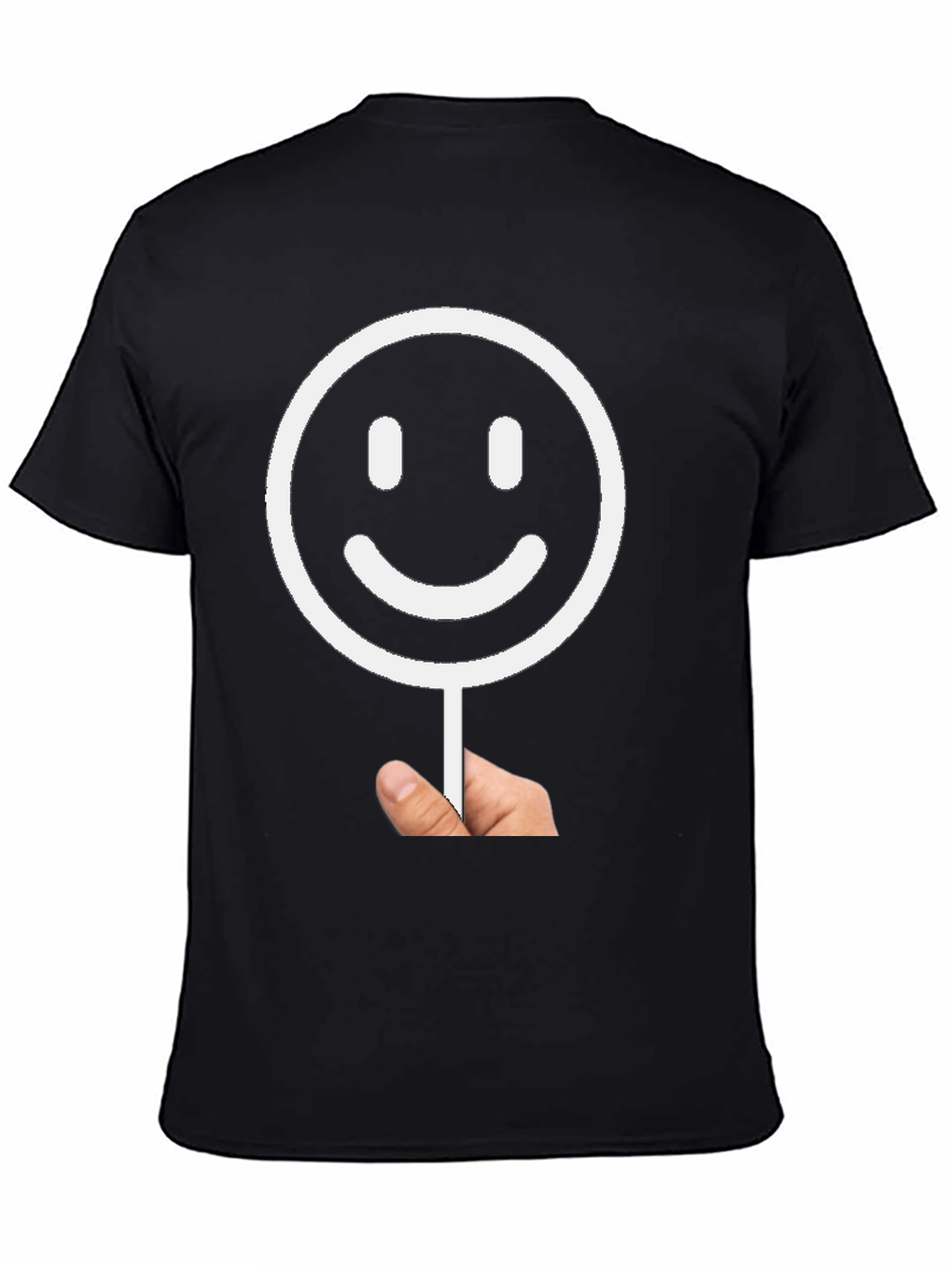 Smiley Face Graphic Tee - Black Cotton T-Shirt