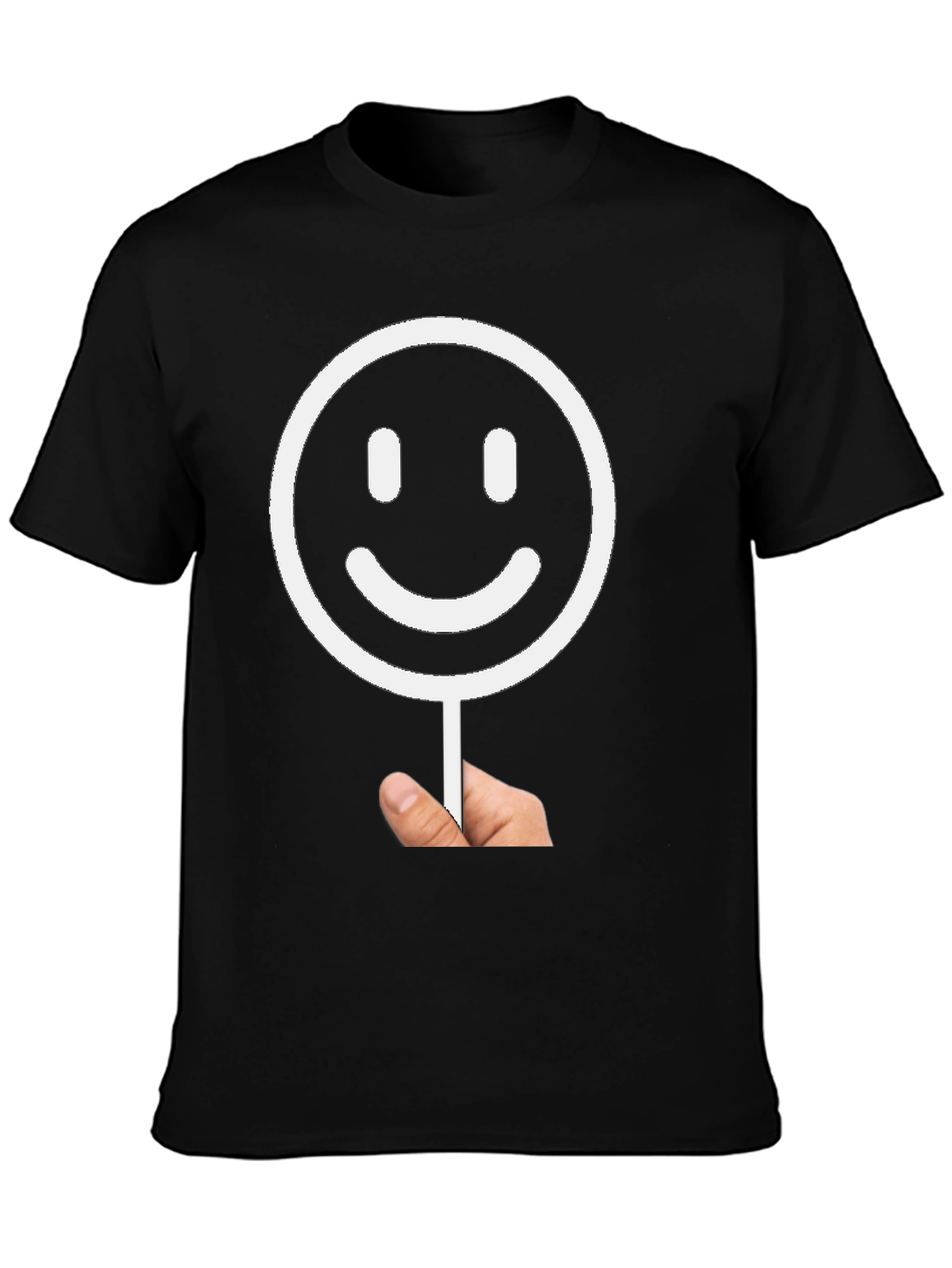 Smiley Face Graphic Tee - Black Cotton T-Shirt