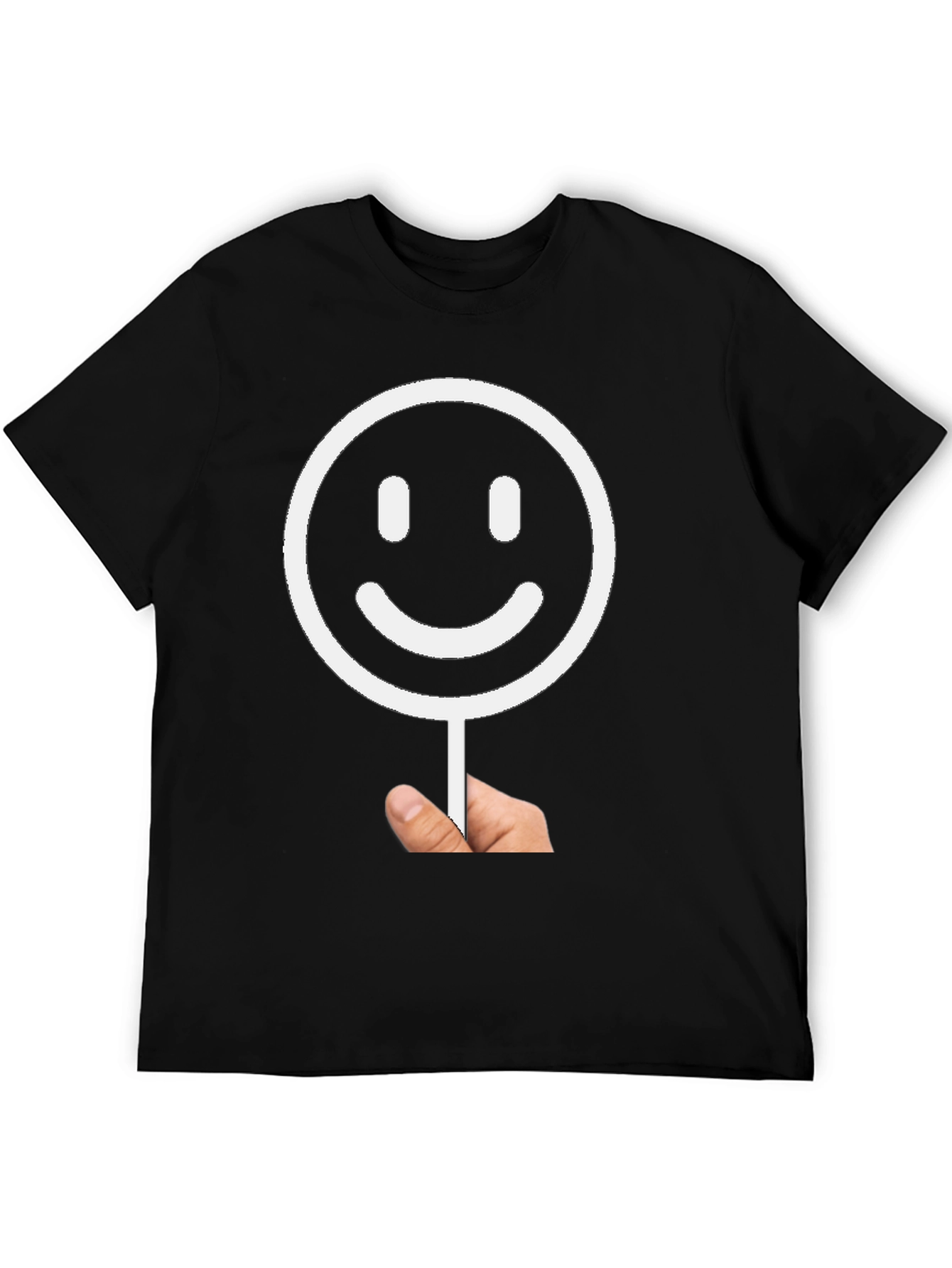 Smiley Face Graphic Tee - Black Cotton T-Shirt