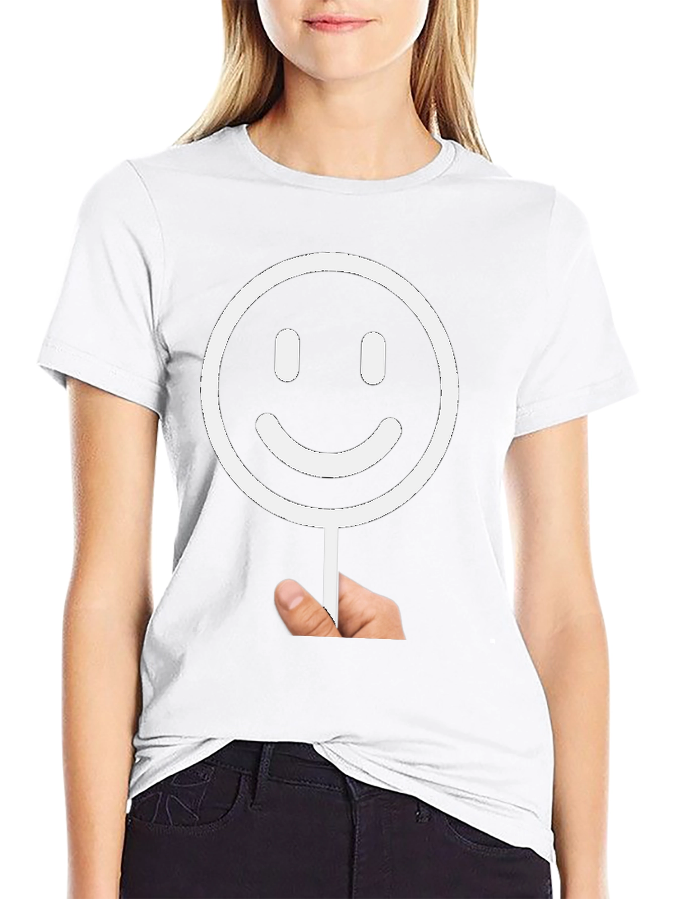 Smiley Face Graphic Tee - Black Cotton T-Shirt