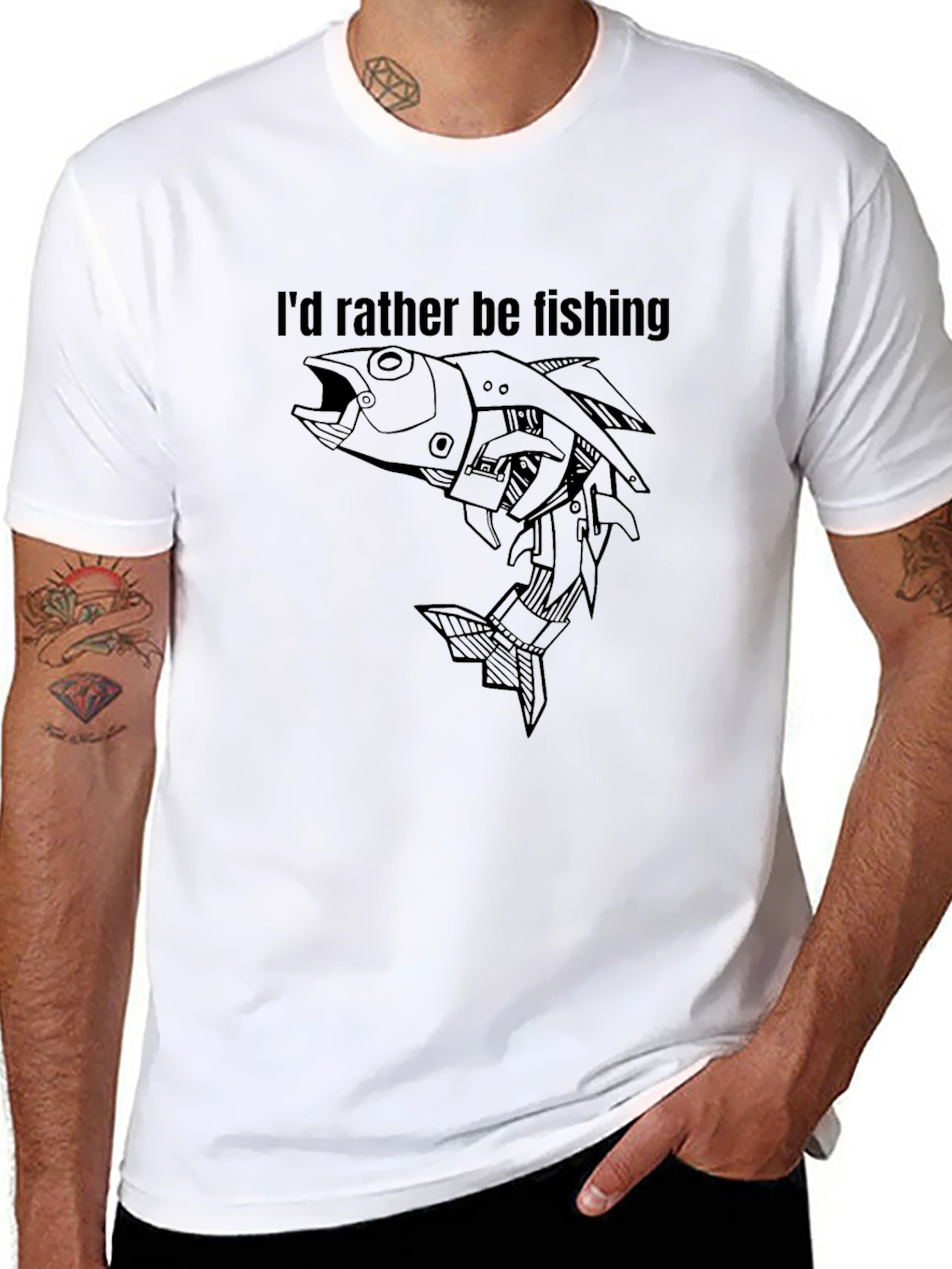 Id Rather Be Fishing Black T-Shirt