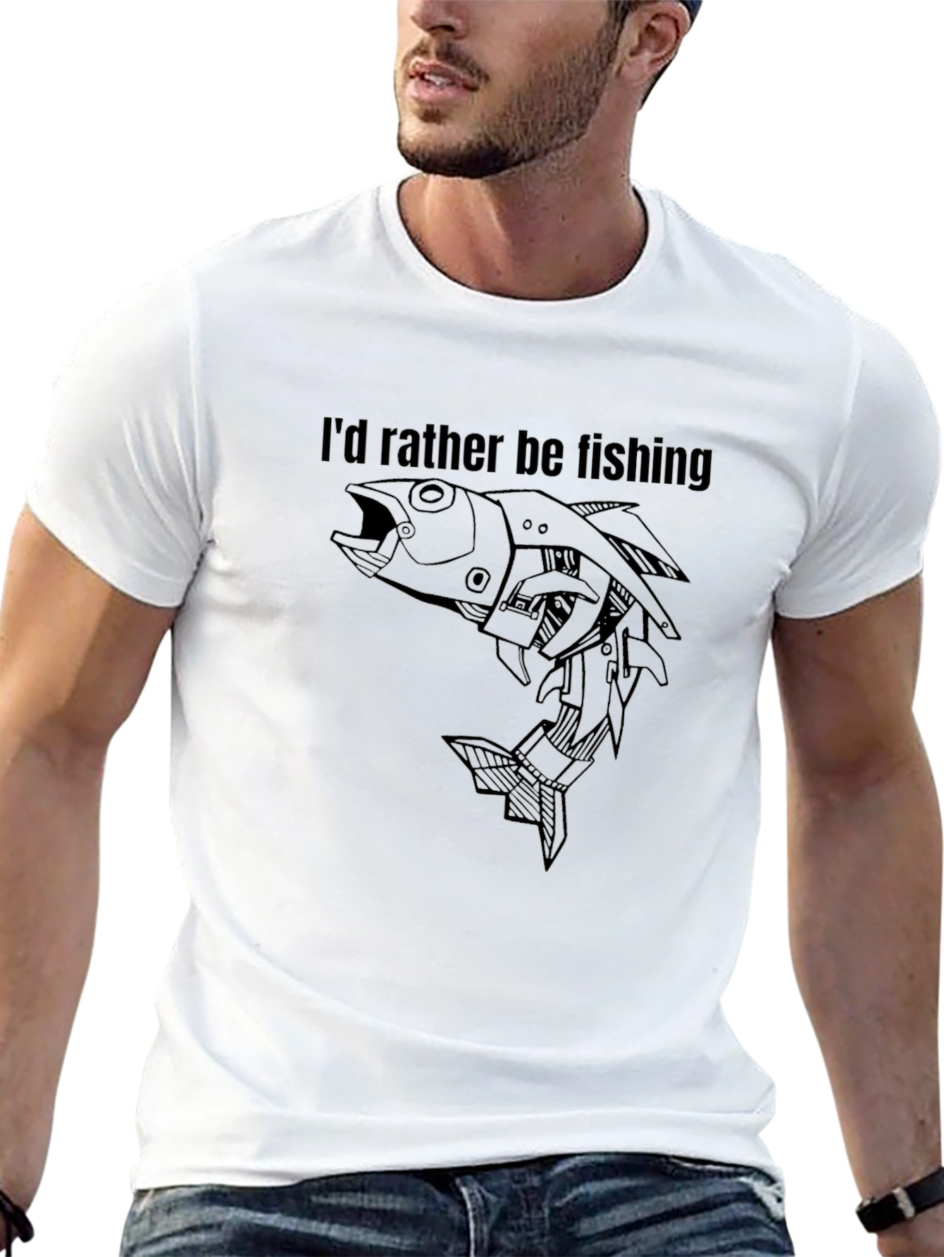 Id Rather Be Fishing Black T-Shirt