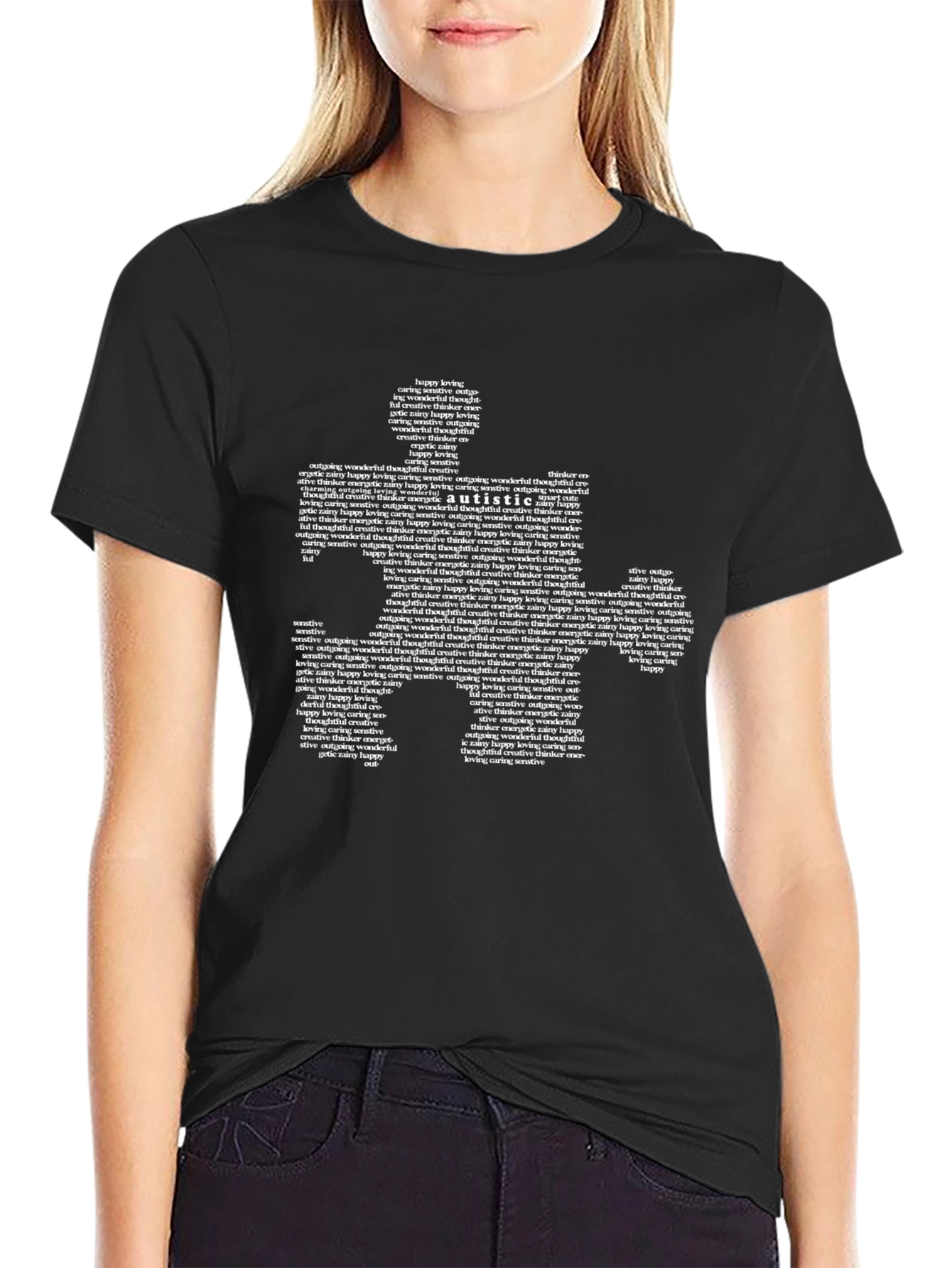 Autism Awareness Puzzle T-Shirt - Black