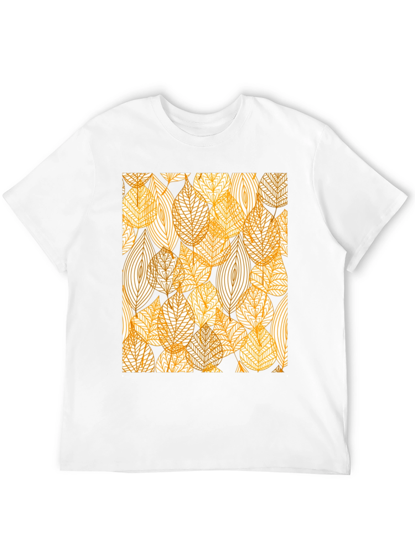 Stylish Leaf Pattern Black T-Shirt