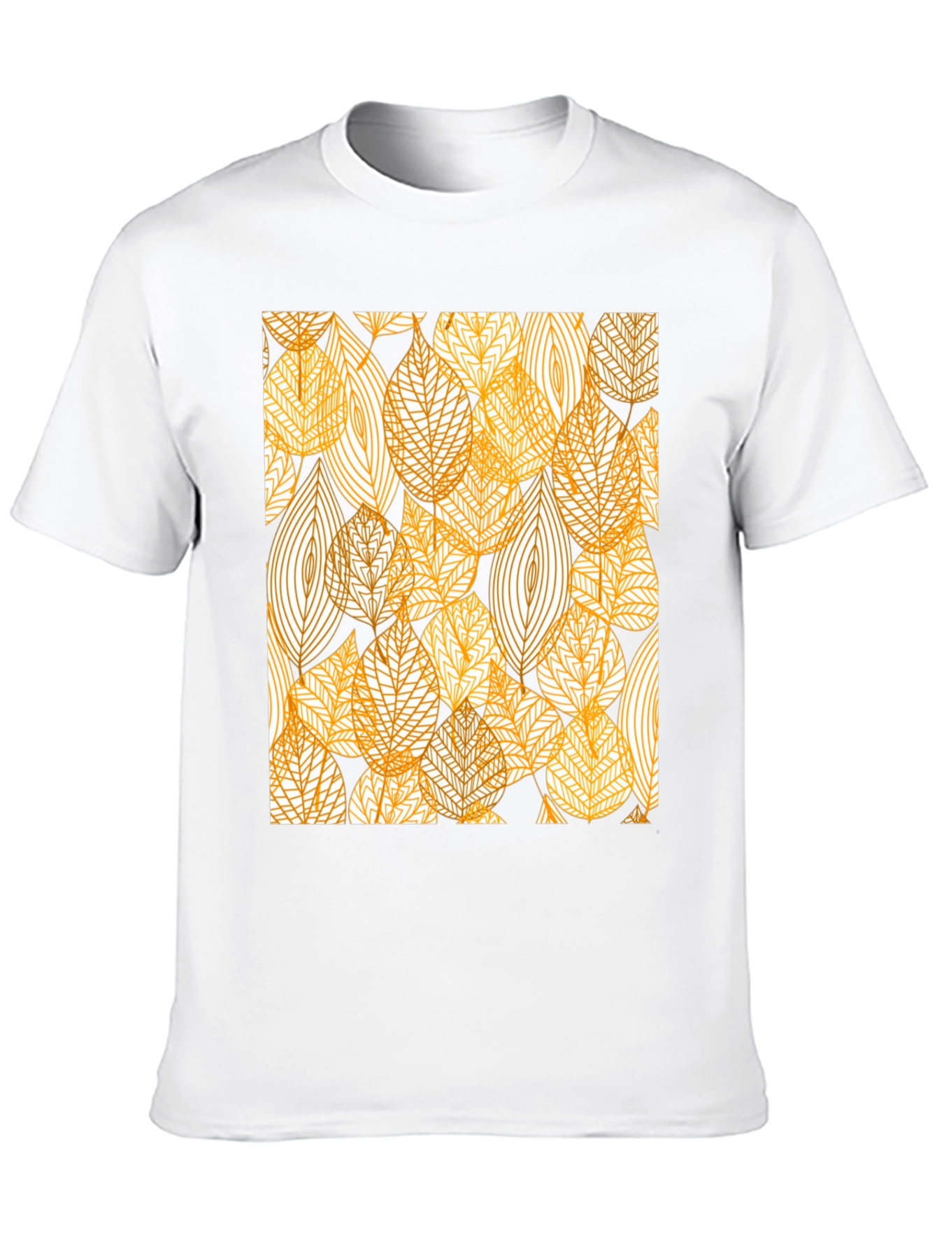 Stylish Leaf Pattern Black T-Shirt