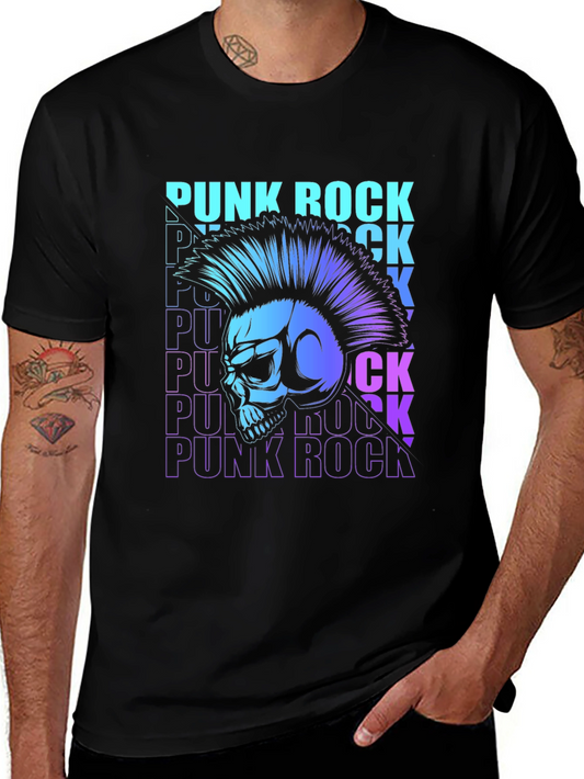 Punk Rock Skull Graphic T-Shirt