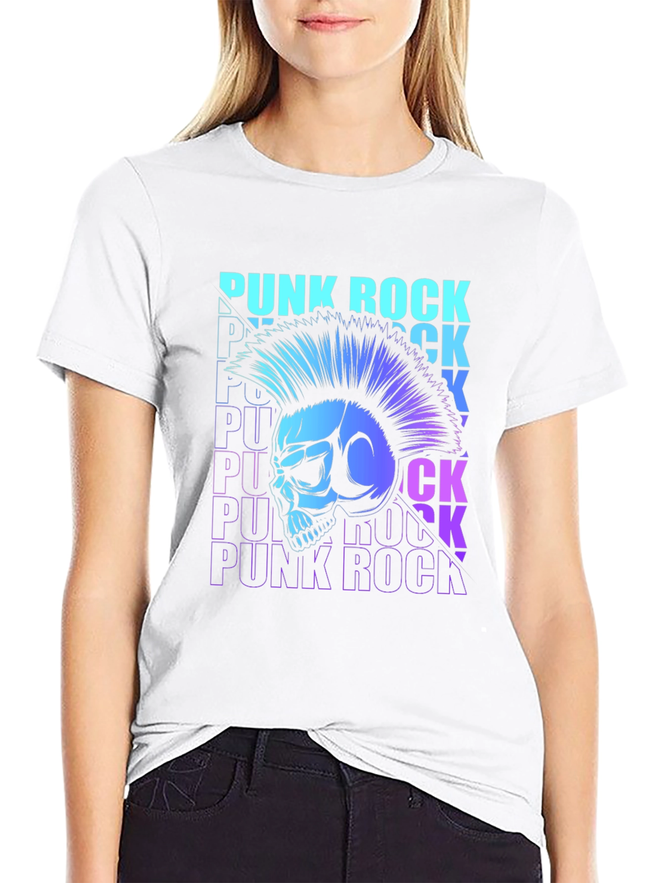 Punk Rock Skull Graphic T-Shirt