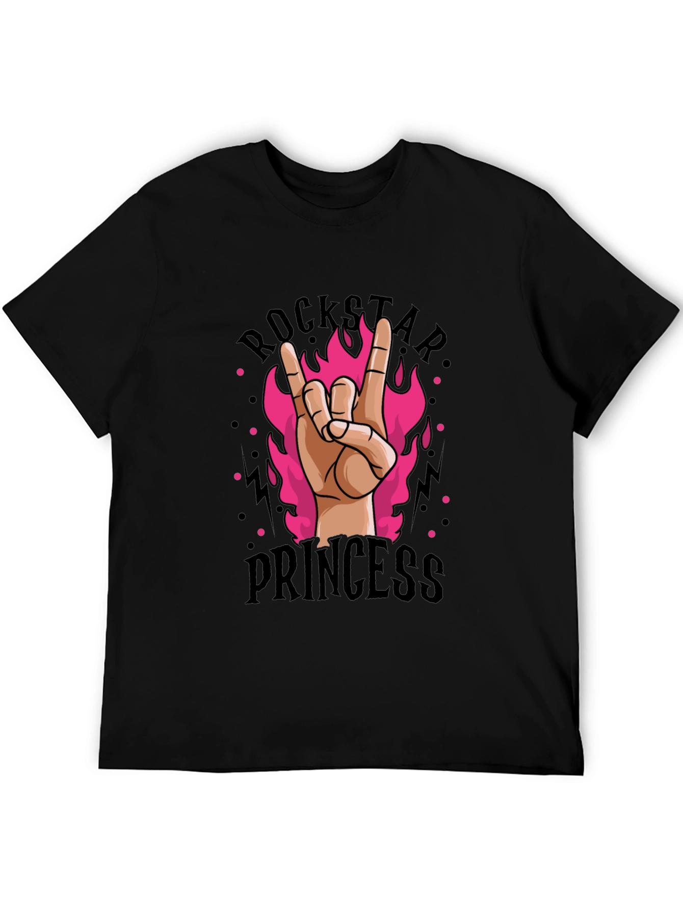 Rockstar Princess Graphic Tee - Black Cotton T-Shirt