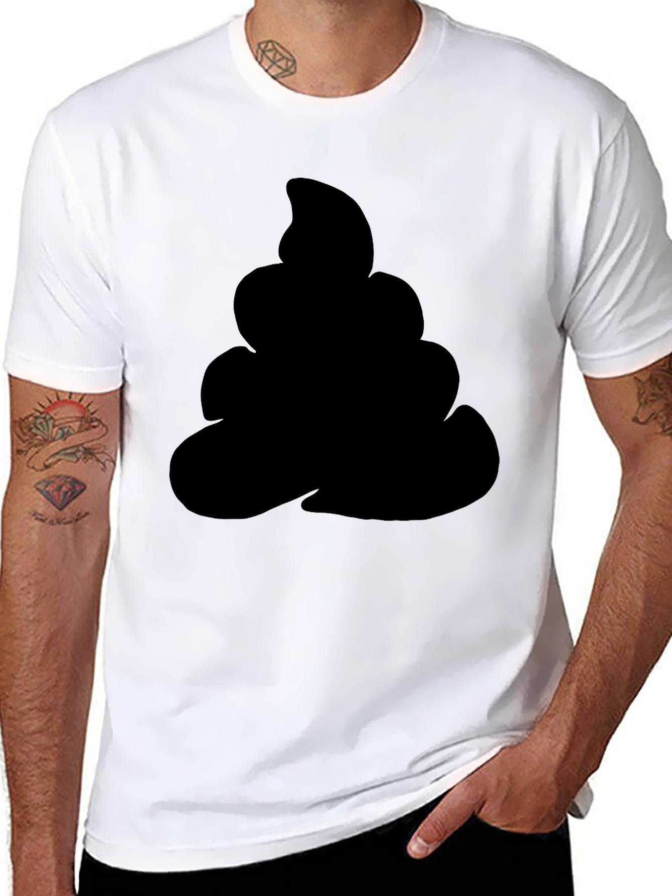 Novelty Black T-Shirt with Emoji Poop Design
