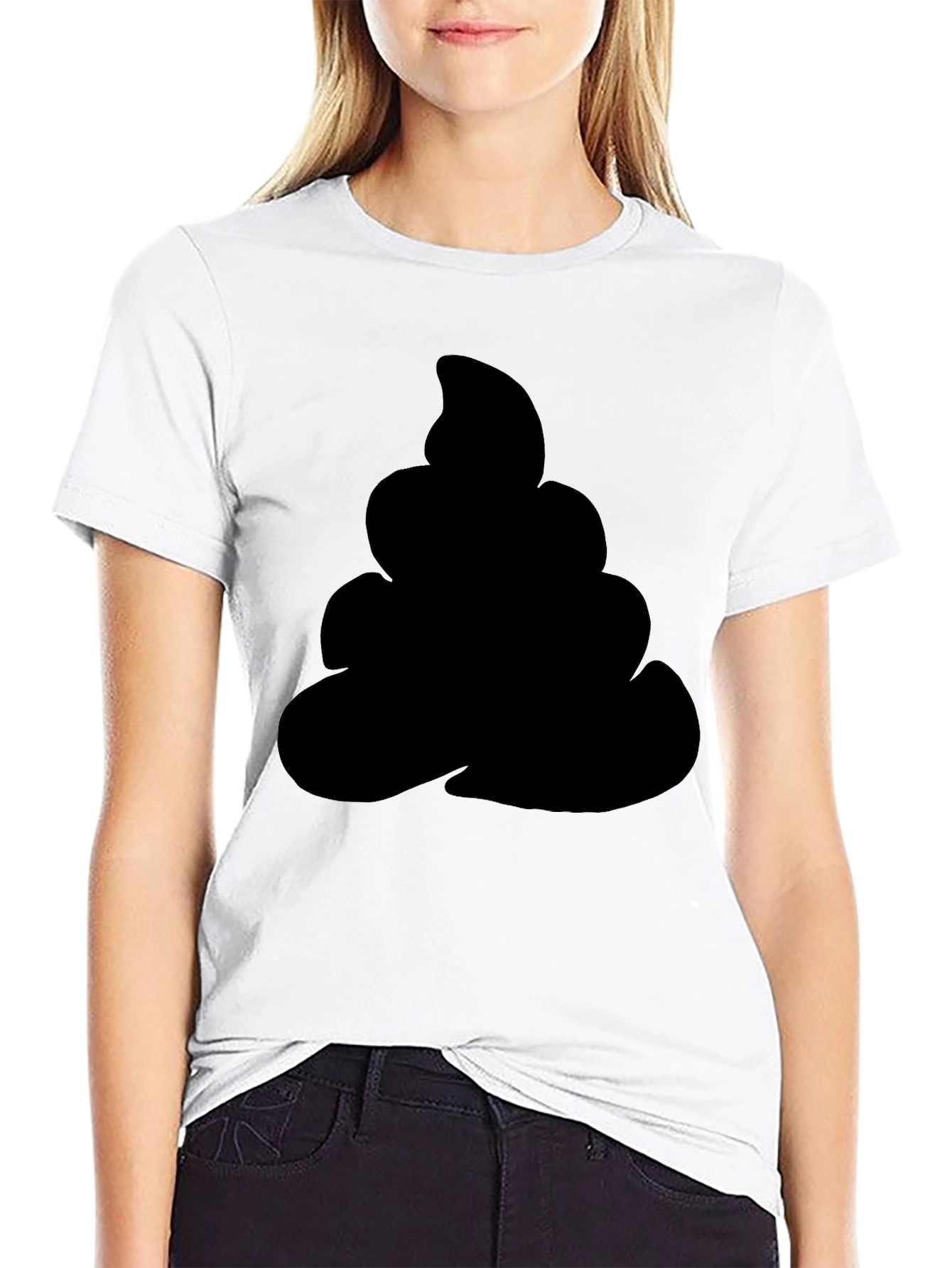 Novelty Black T-Shirt with Emoji Poop Design
